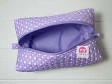 Load image into Gallery viewer, Light Purple Polka Dot Quilted Pouch
