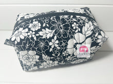 Load image into Gallery viewer, Black and White Floral Quilted Pouch