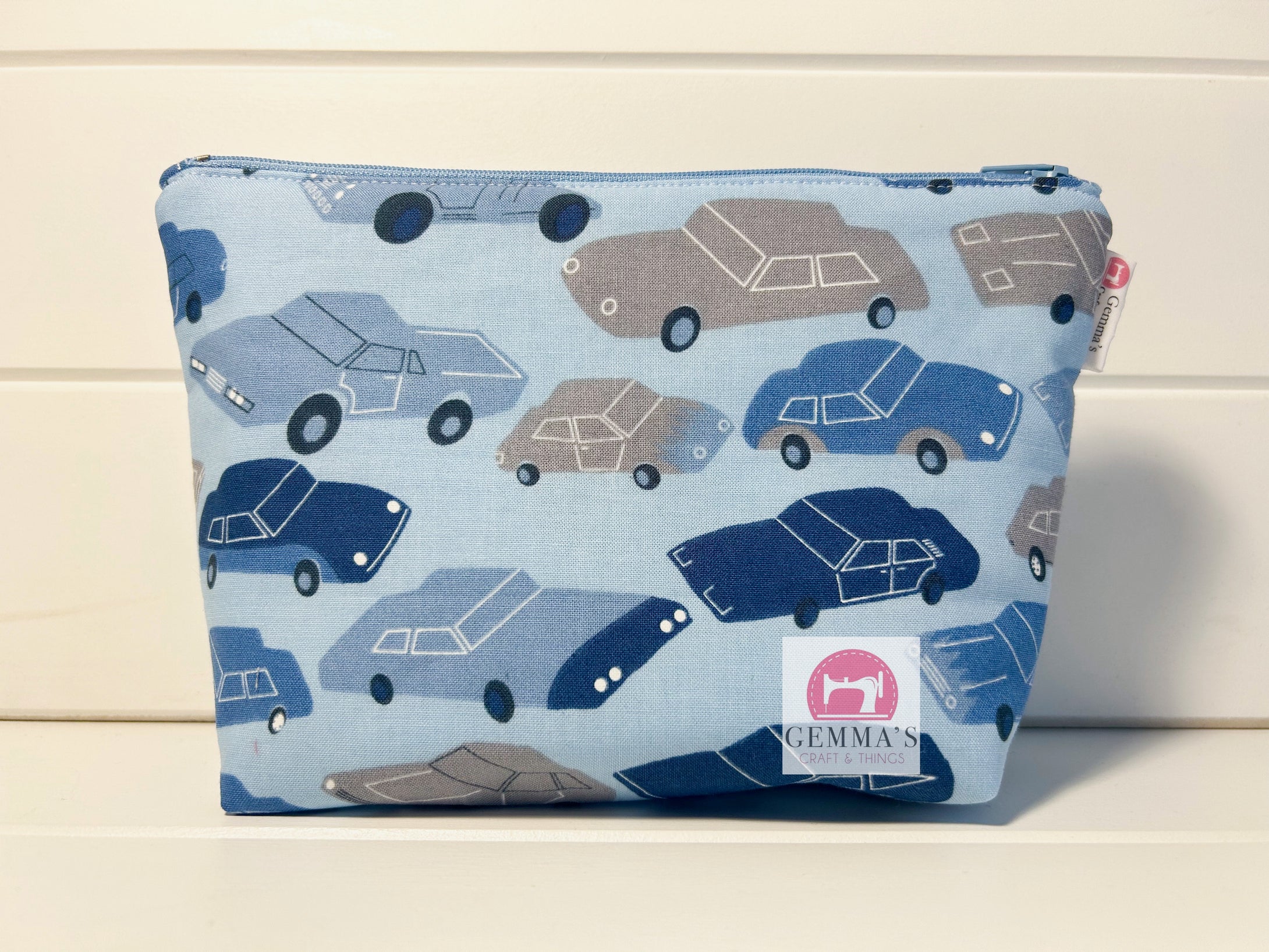 Blue Car Zip Up Pouch