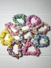 Load image into Gallery viewer, Blue Glitter Bunnies Mini Scrunchies
