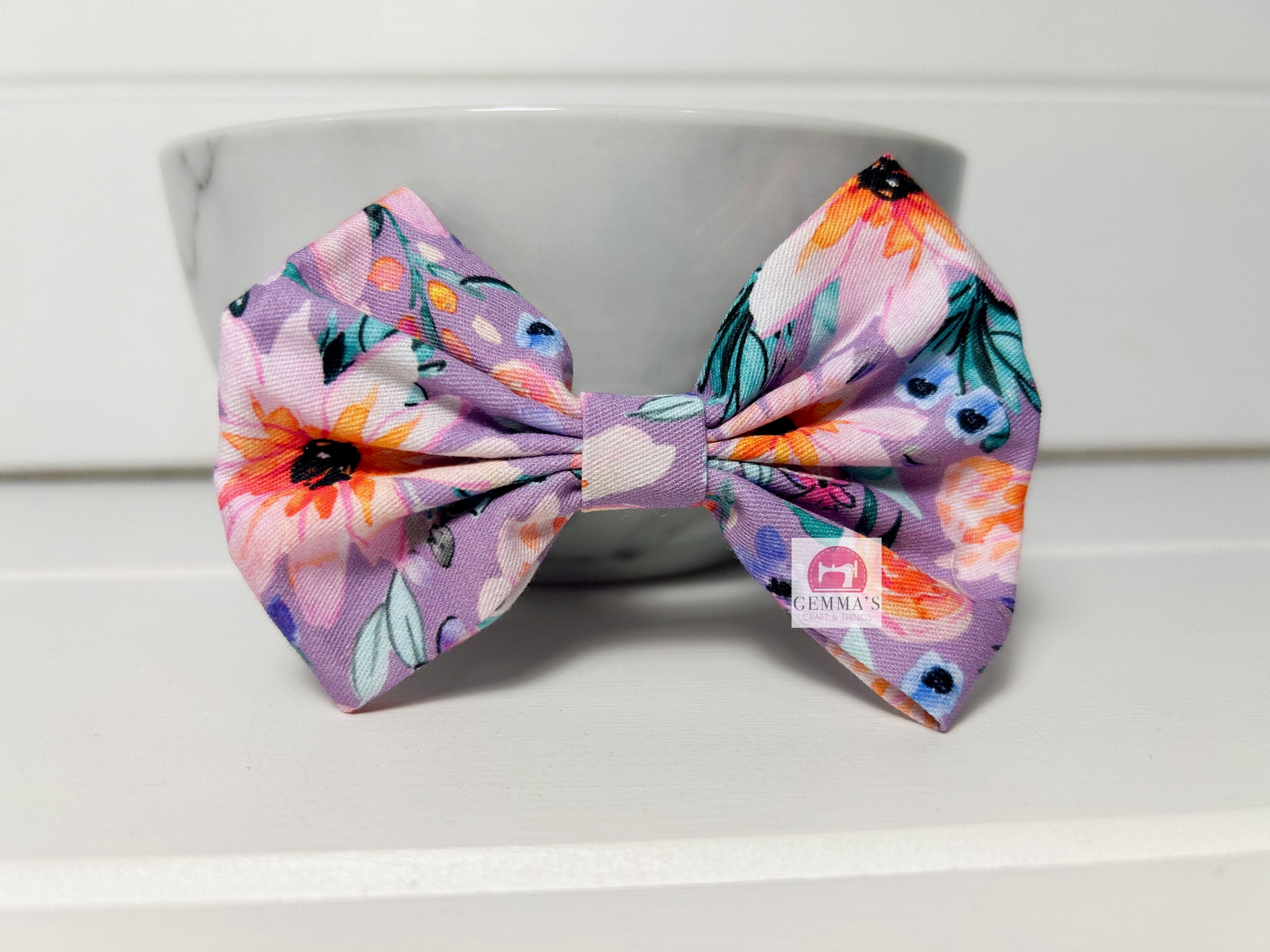 Purple Floral Large Bow