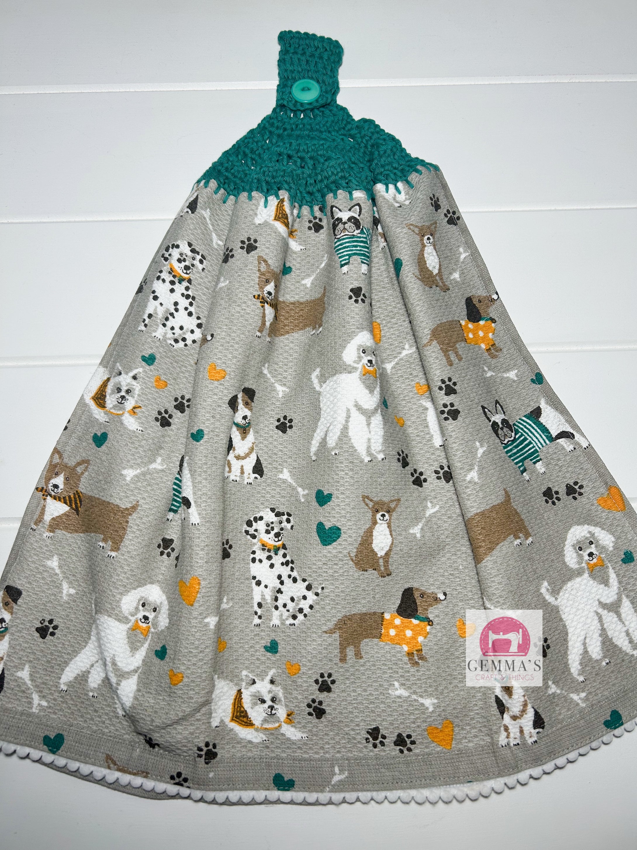 Aqua Dog Tea Towel