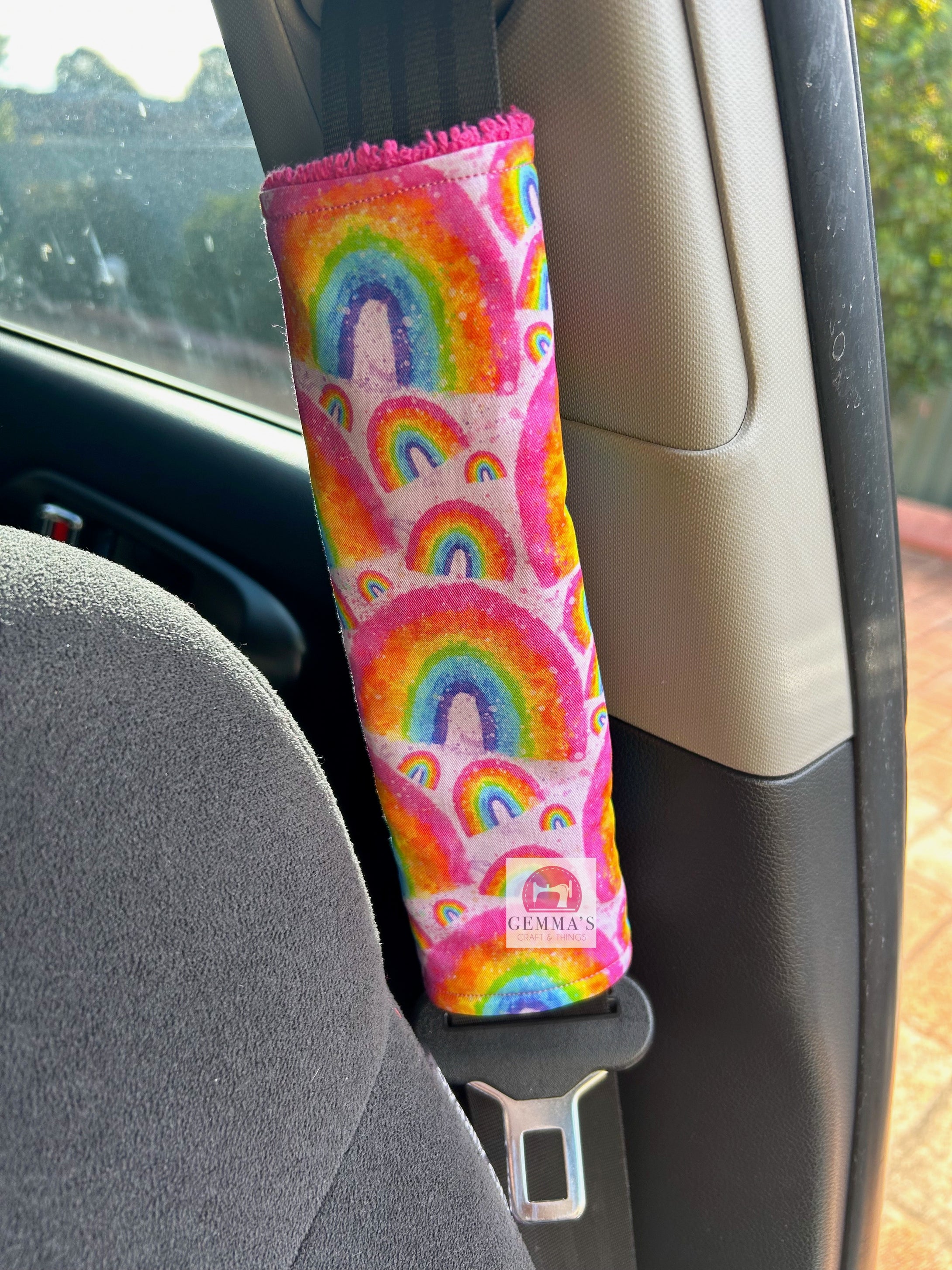 Pink Rainbow Seatbelt Cover