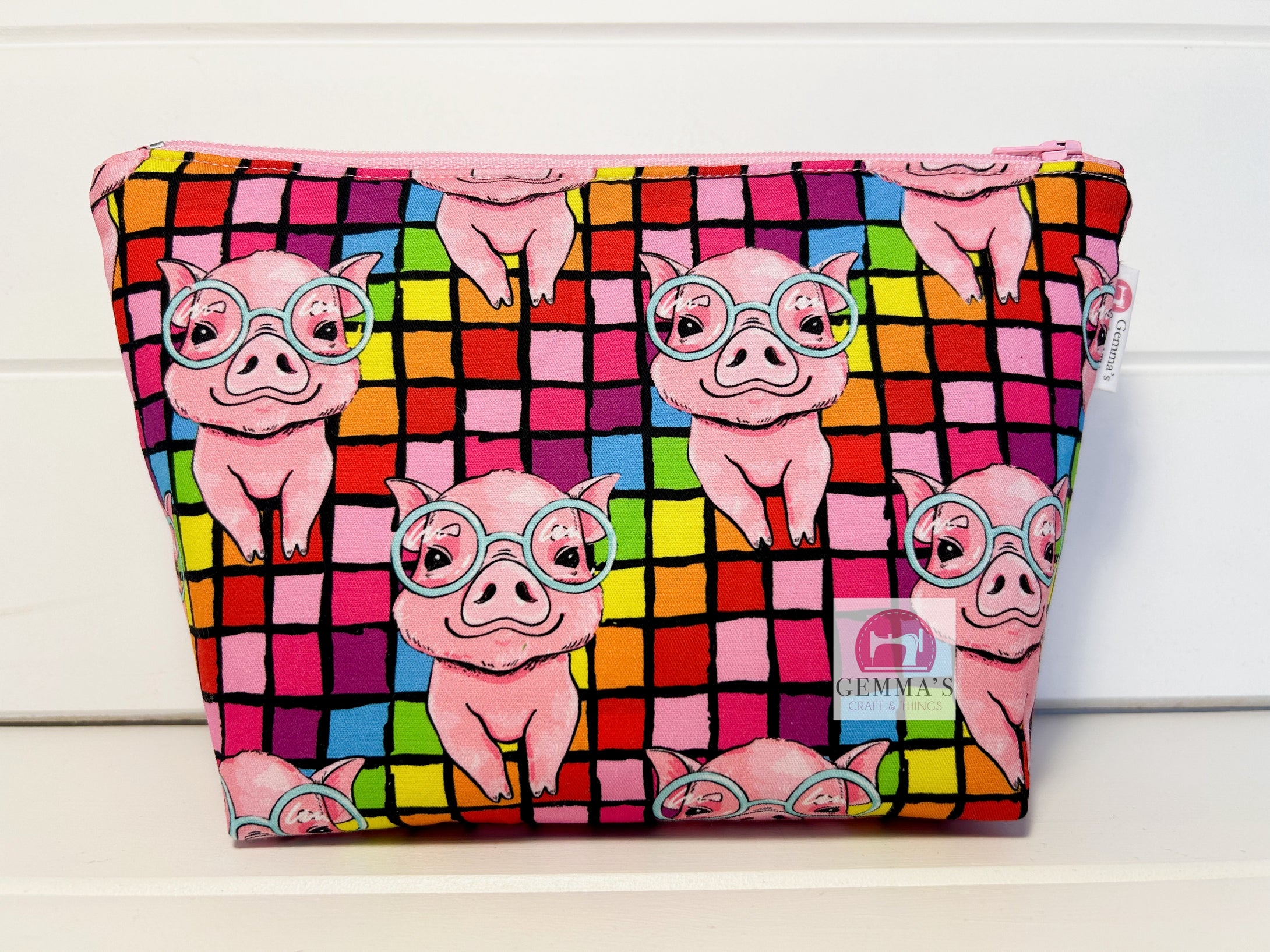 Rainbow Pig Zip Up Pouch