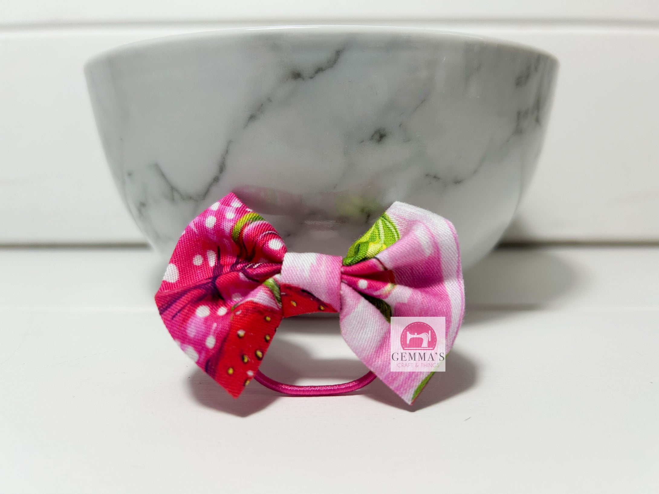 Pink Strawberry Small Bow