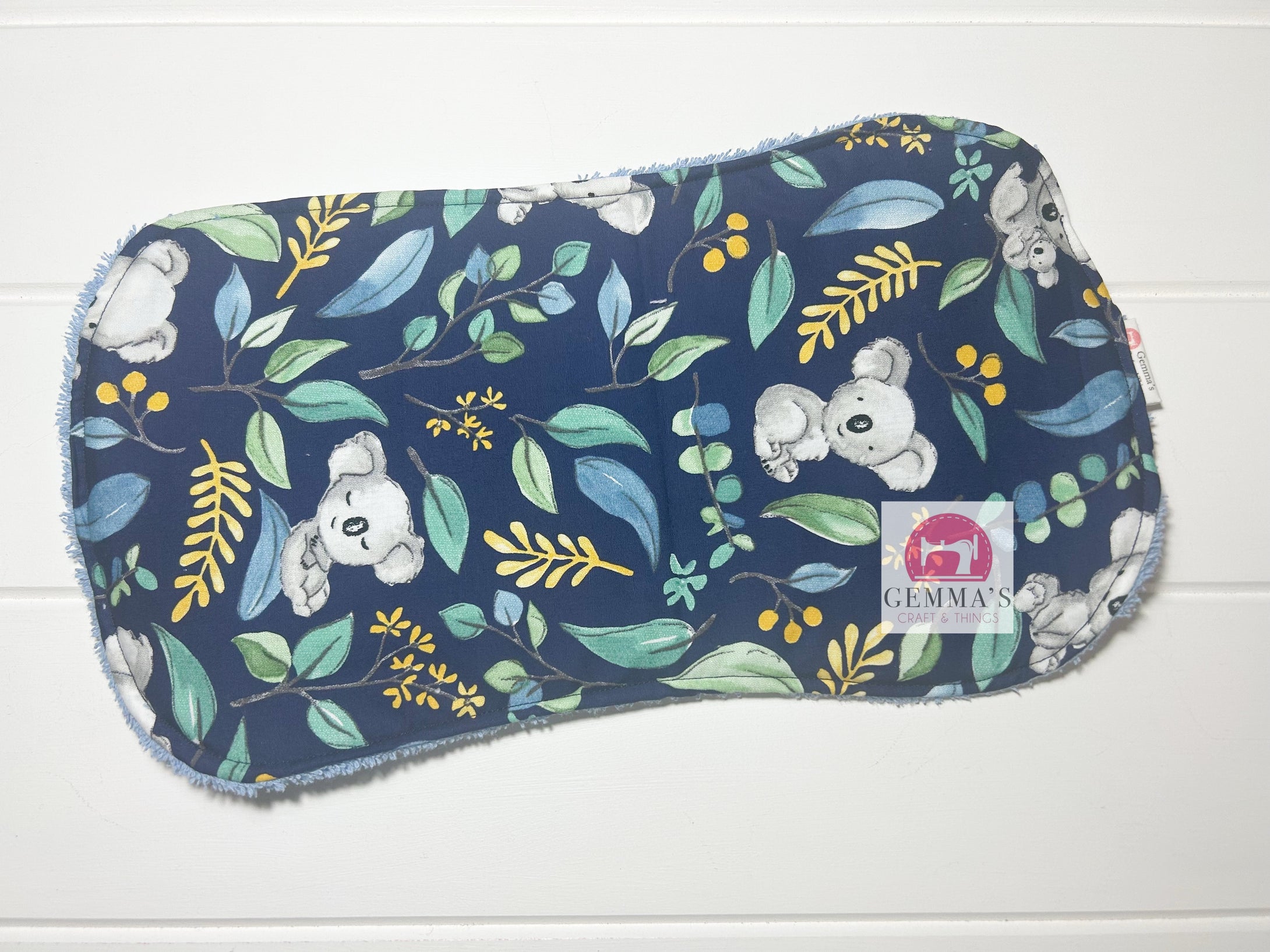 Navy Koala Burp Cloth