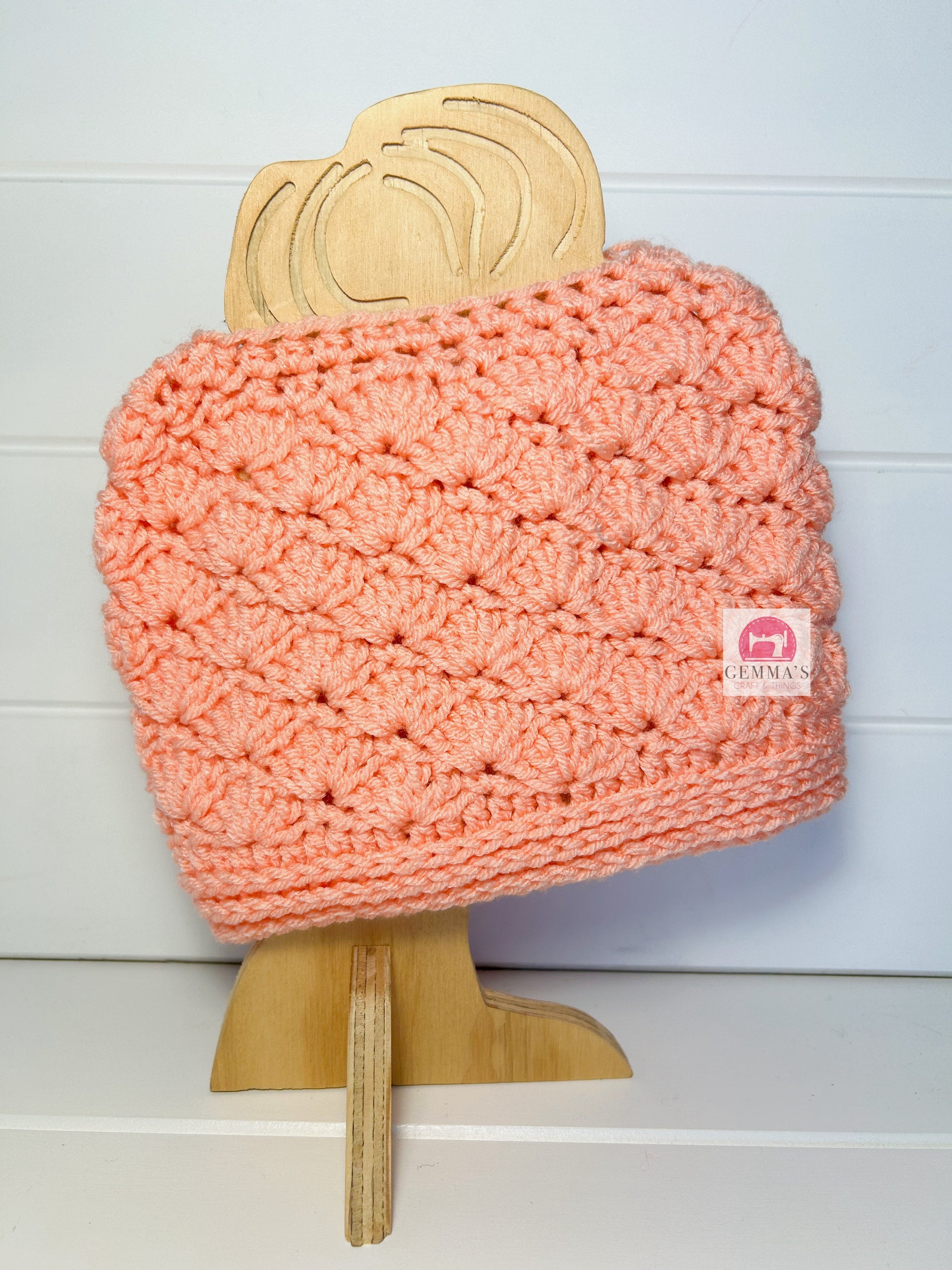 Peach Messy Bun Beanie