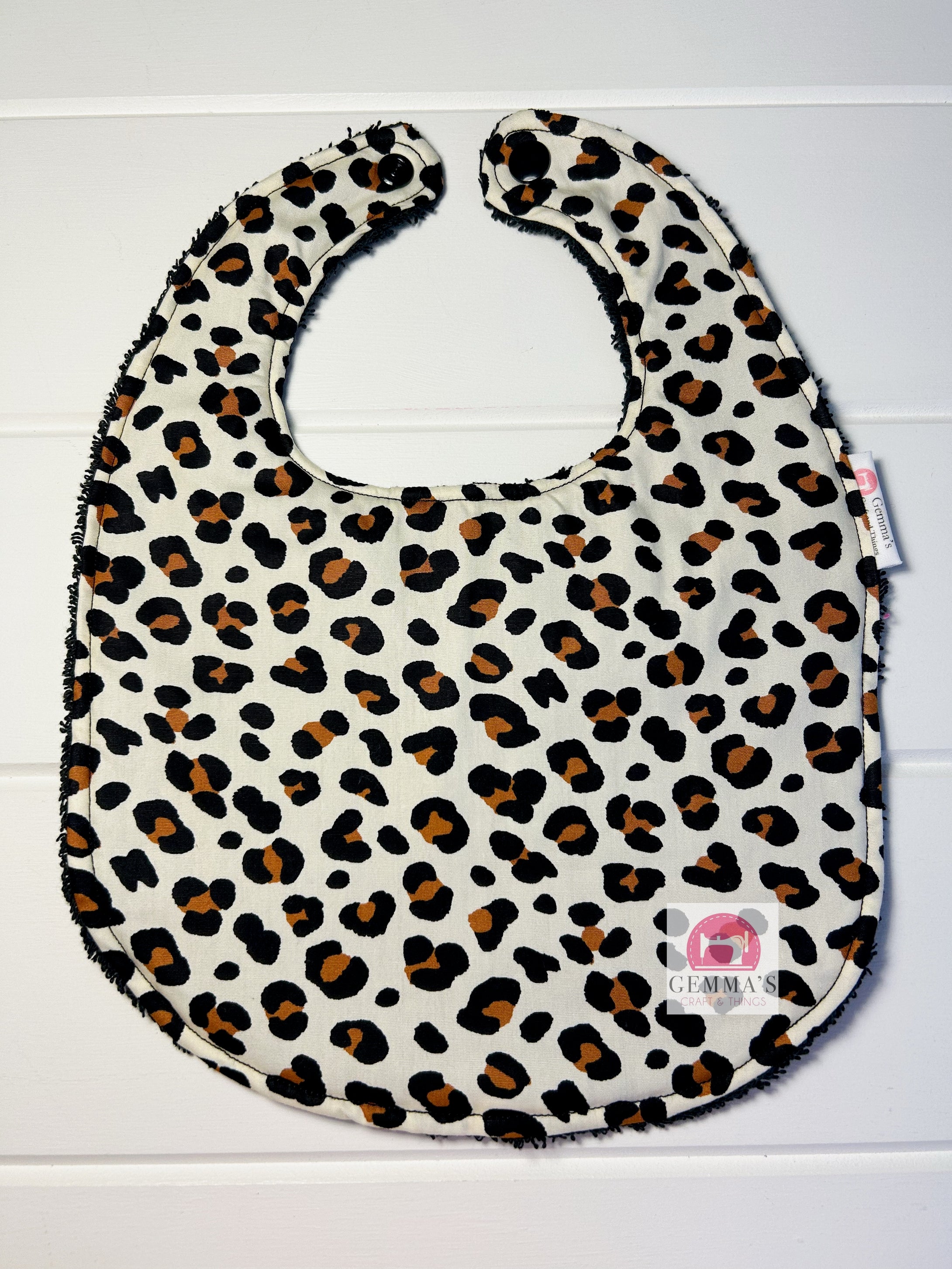 Cream Leopard Print Feeding Bib