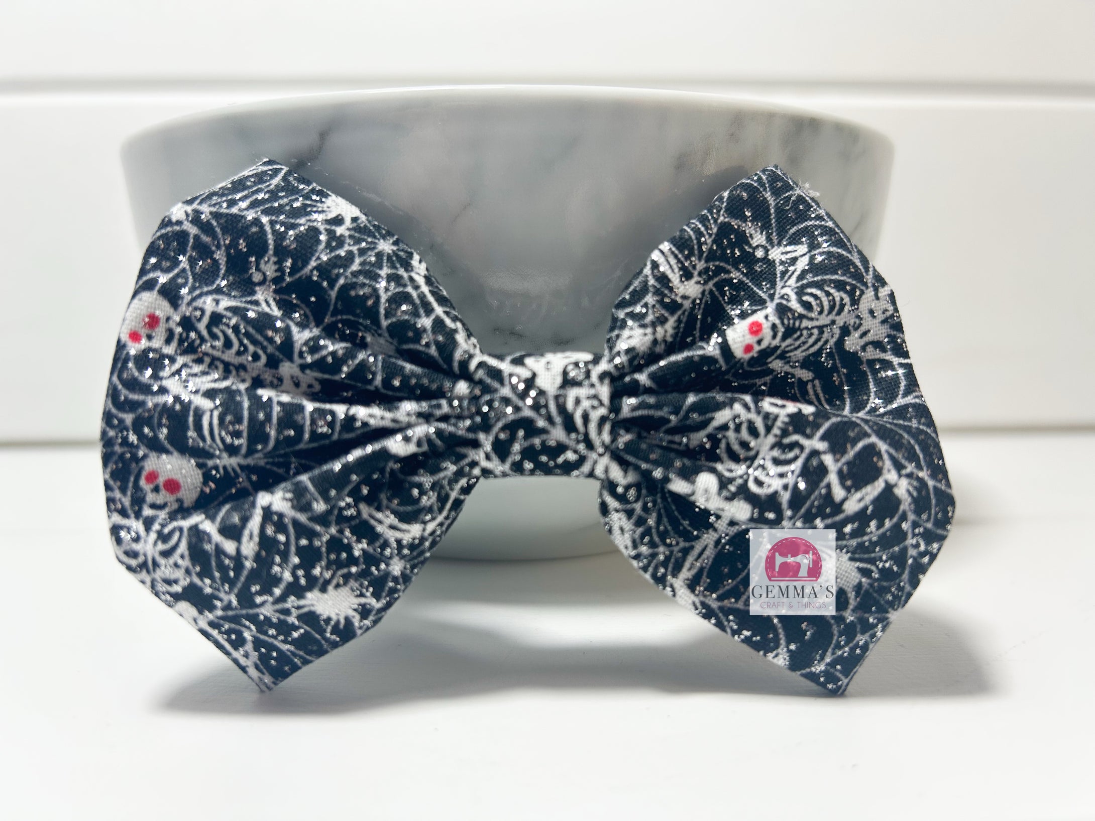 Sparkly Skeleton Large Bow
