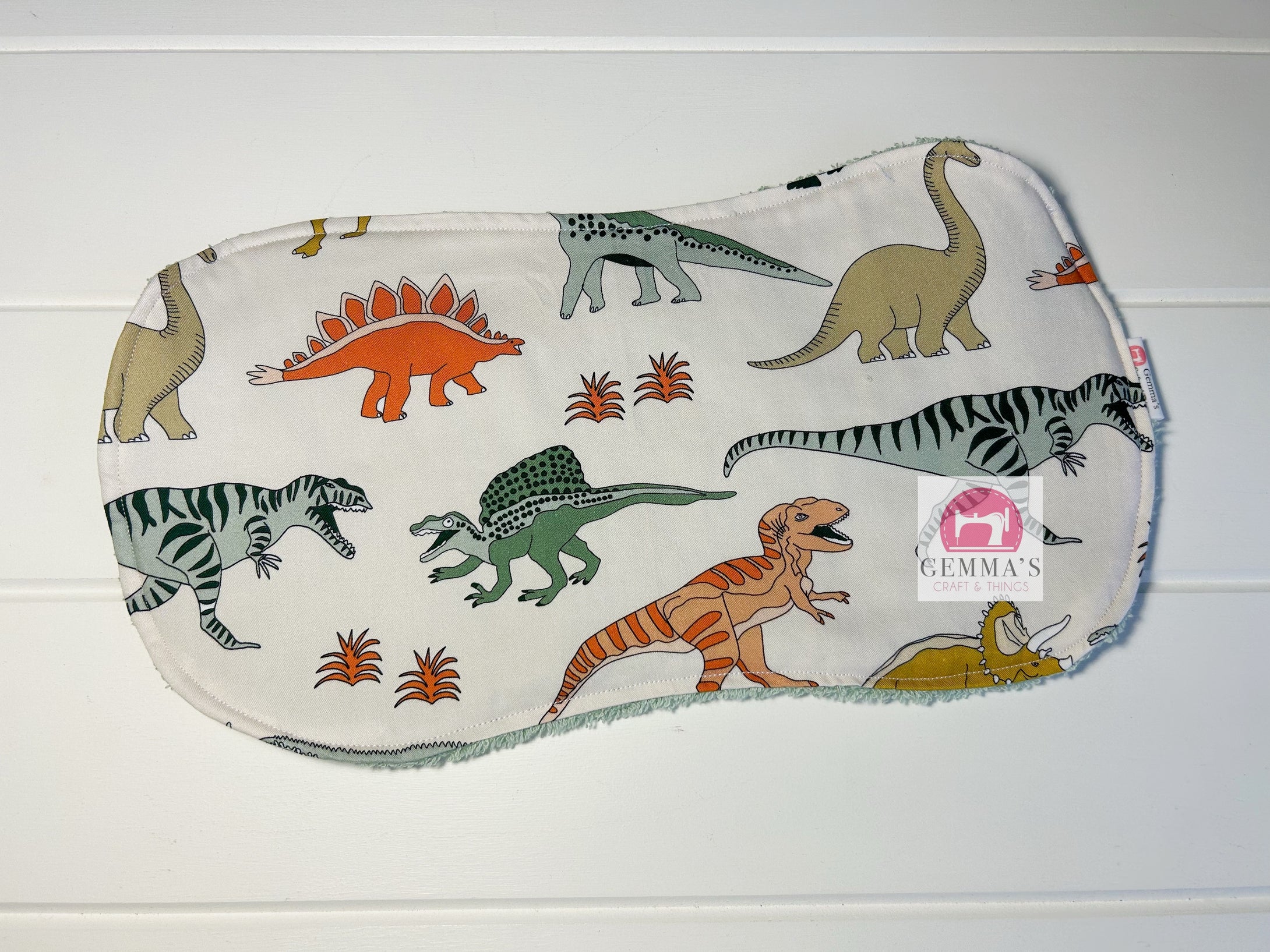 Beige Dinosaur Burp Cloth