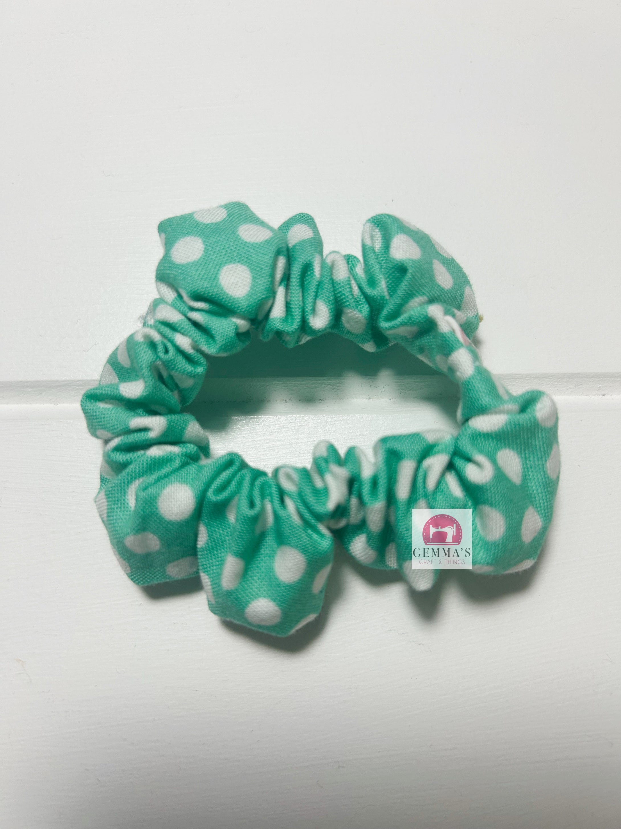 Mint Polka Dot Mini Scrunchies