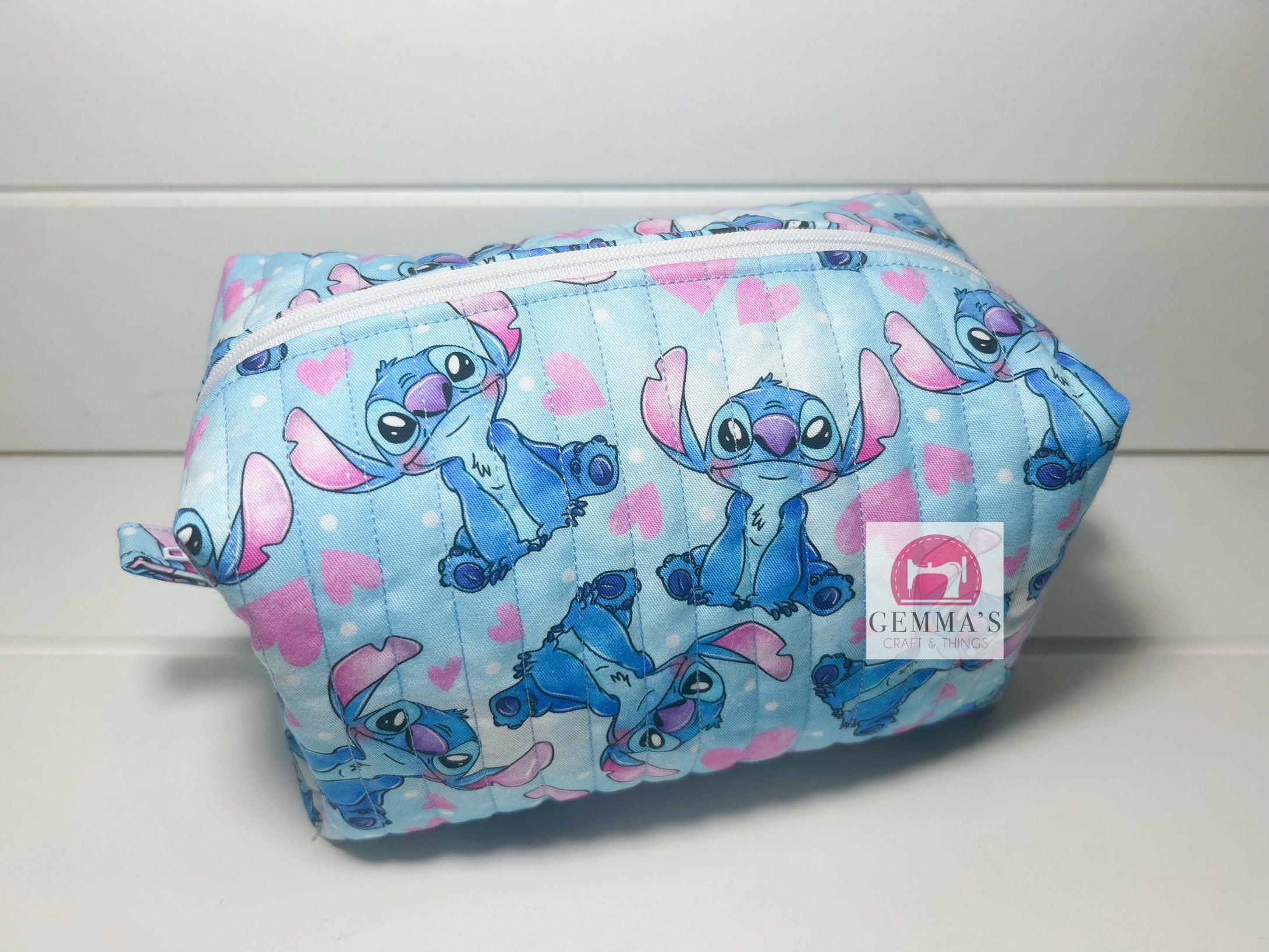 Blue Alien Heart Quilted Pouch