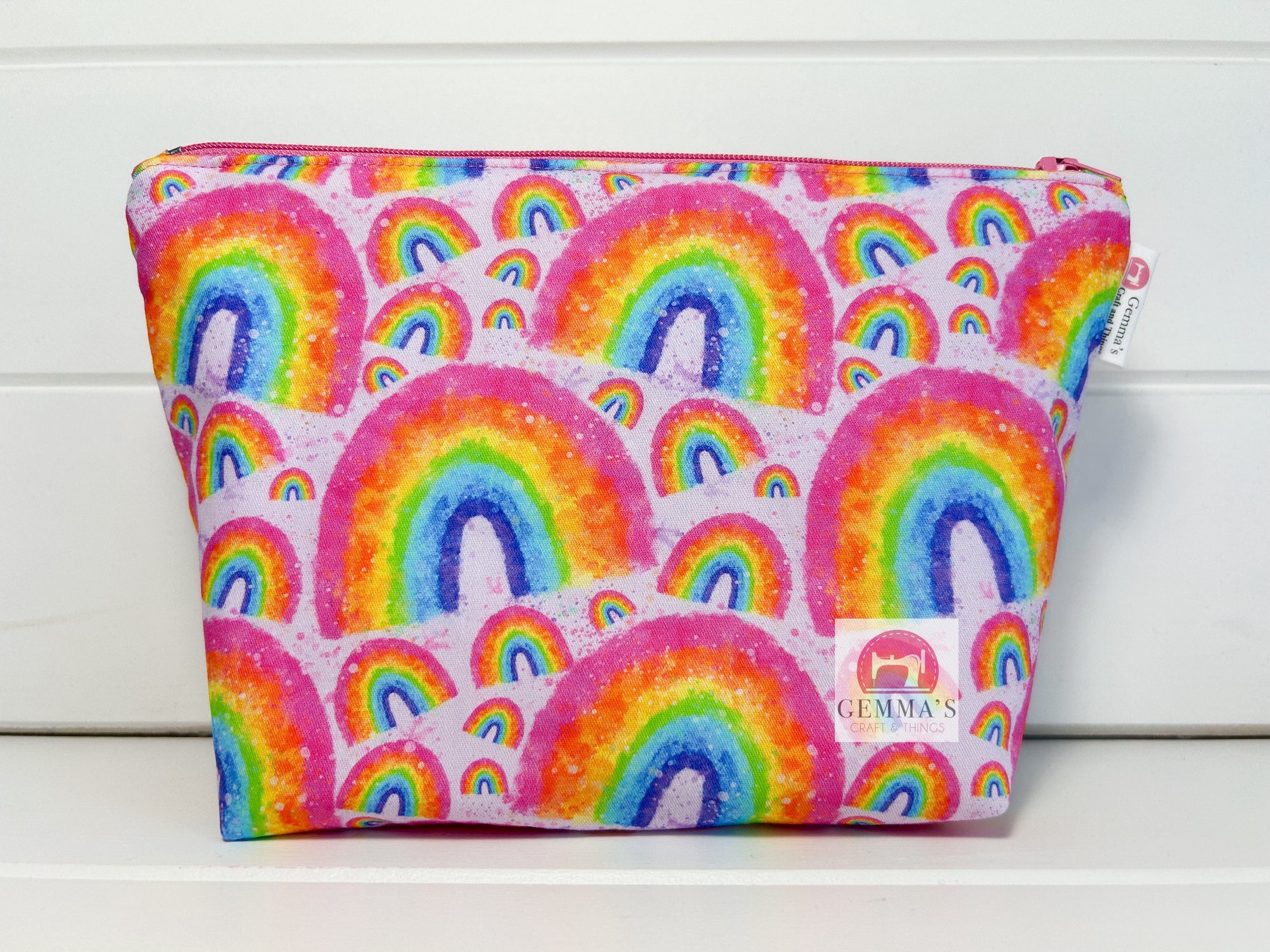 Pink Rainbow Zip Up Pouch