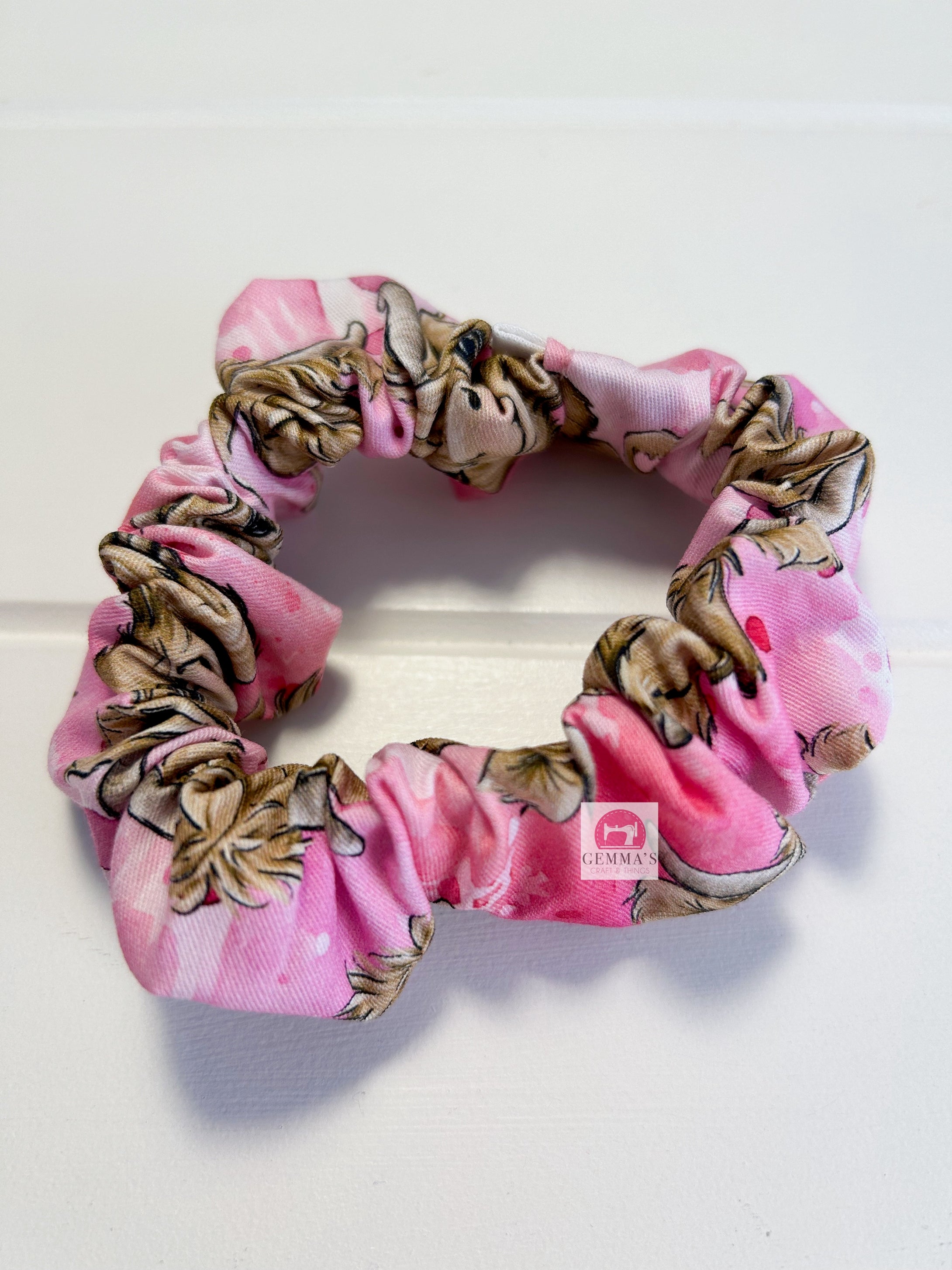 Hot Pink Watercolour Highland Cow Scrunchie