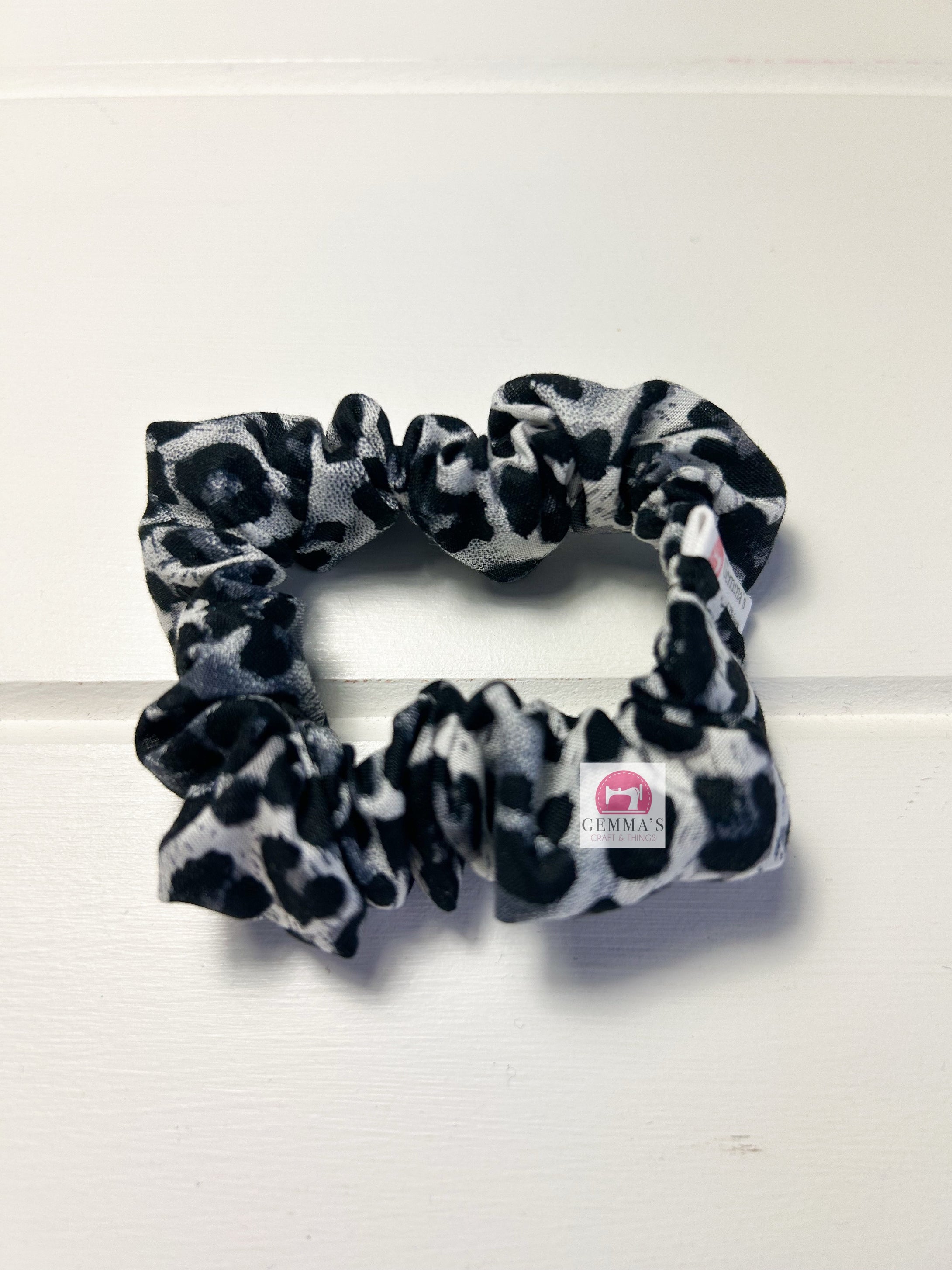 Black Leopard Print Mini Scrunchies
