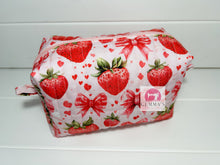 Load image into Gallery viewer, Red Strawberry Quilted Pouch
