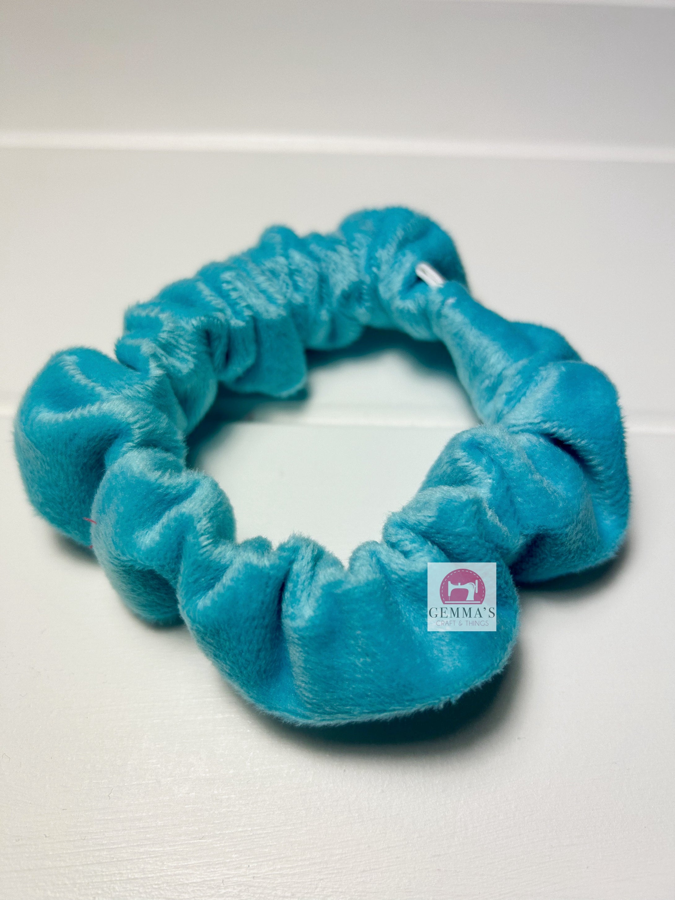 Turquoise Minky Scrunchie
