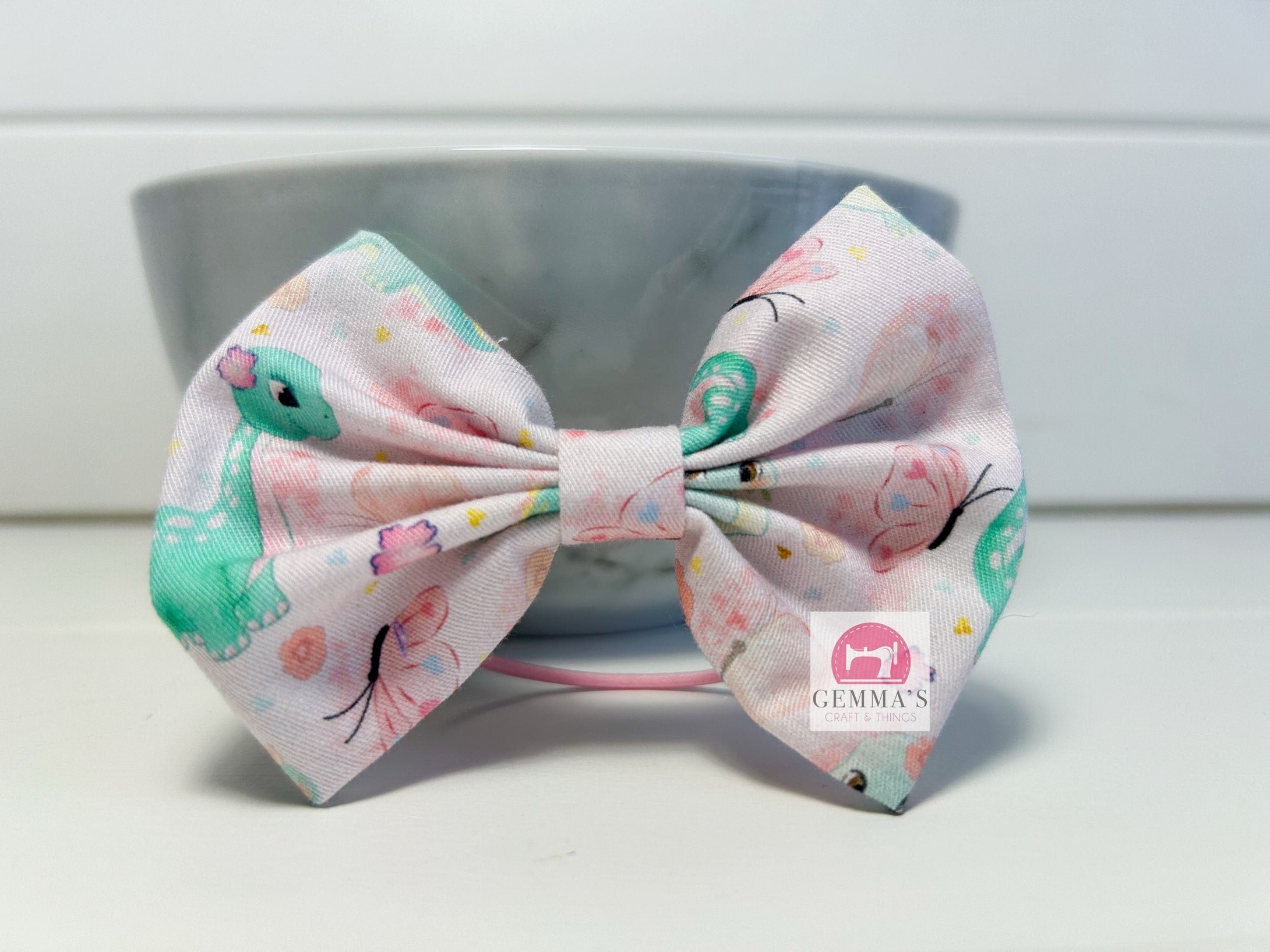 Pink Dinosaur Large Bow