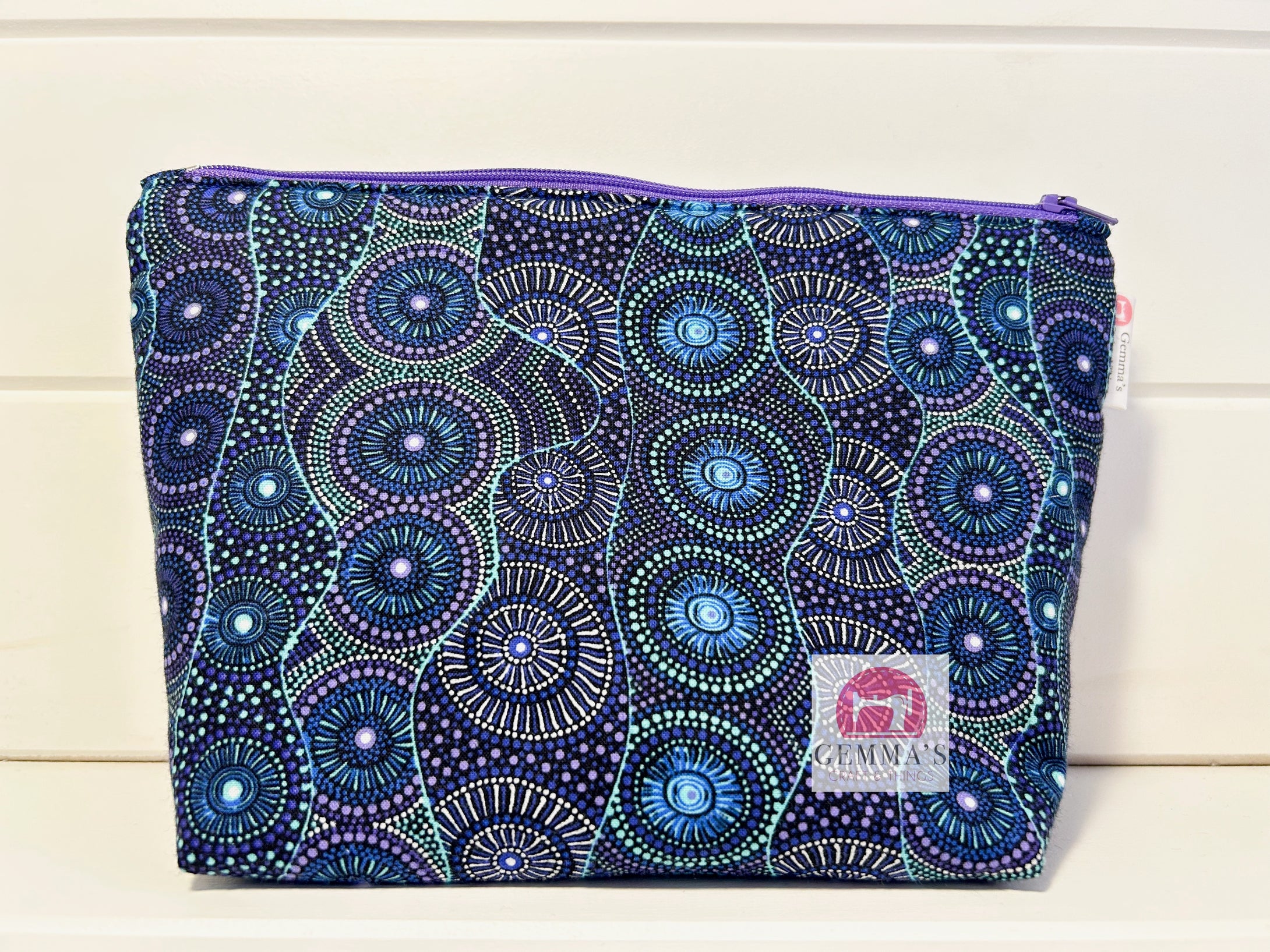 Navy Aboriginal Zip Up Pouch