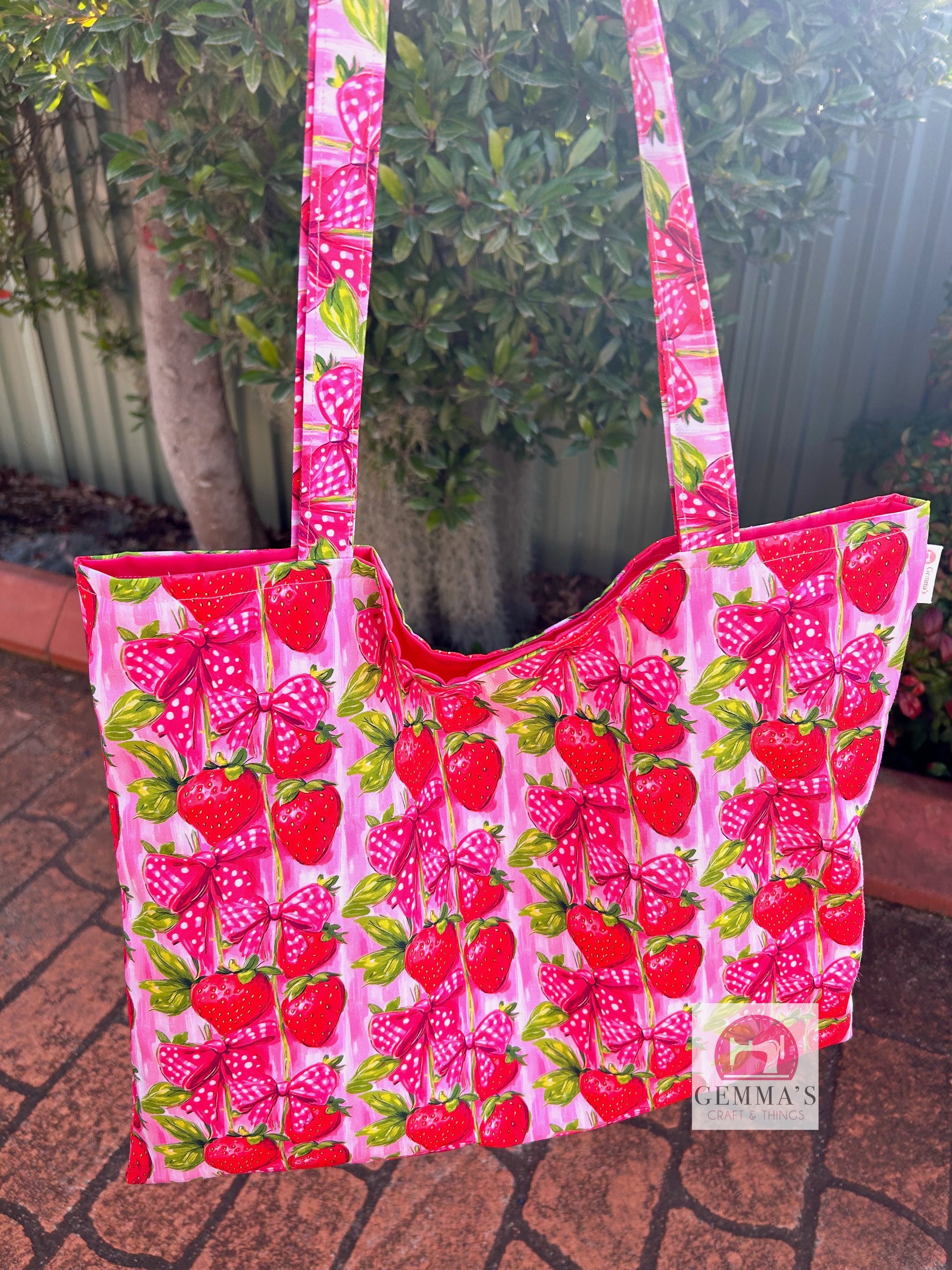 Pink Strawberry Shopping Bag