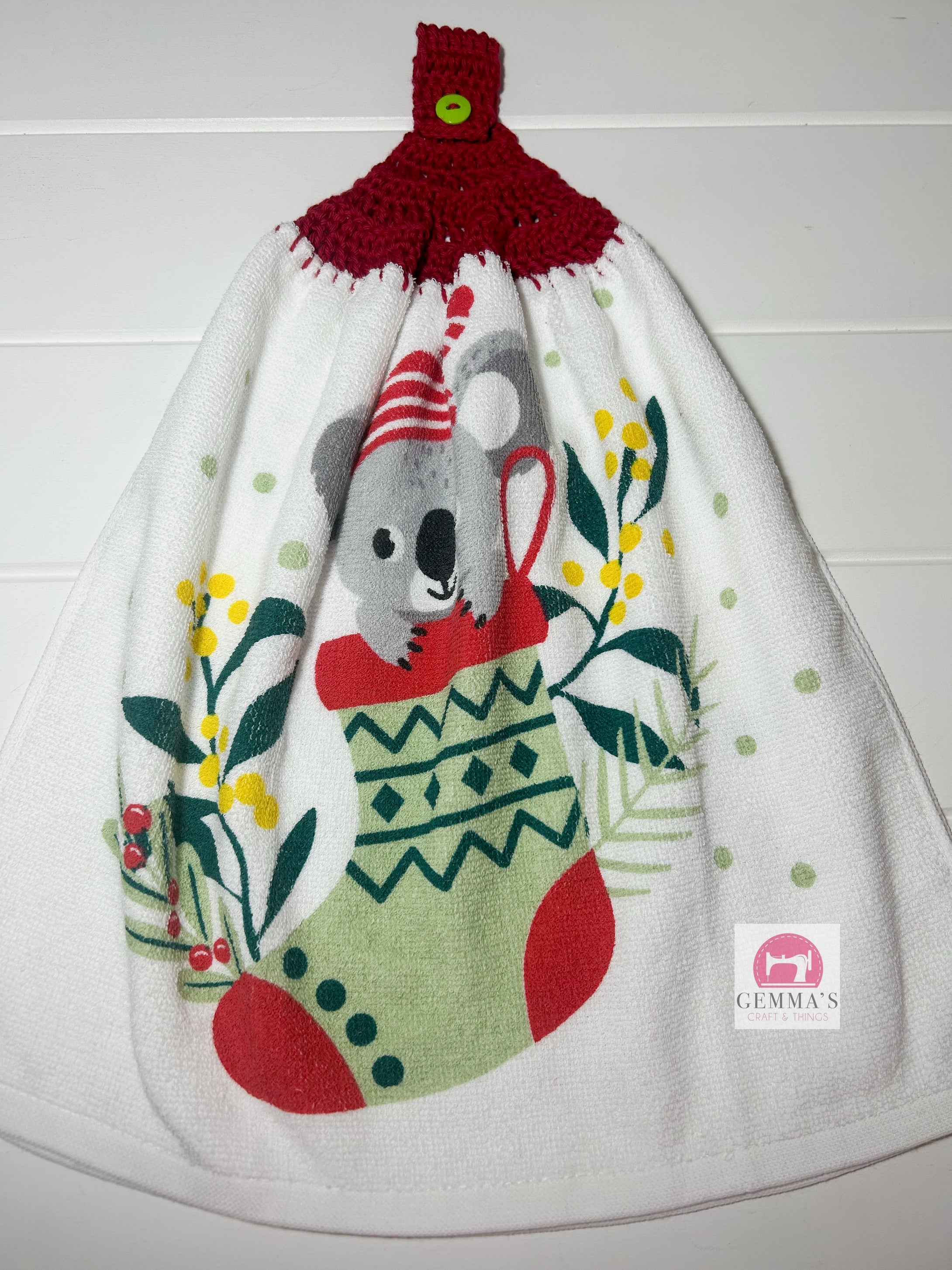 Red Christmas Koala Tea Towel