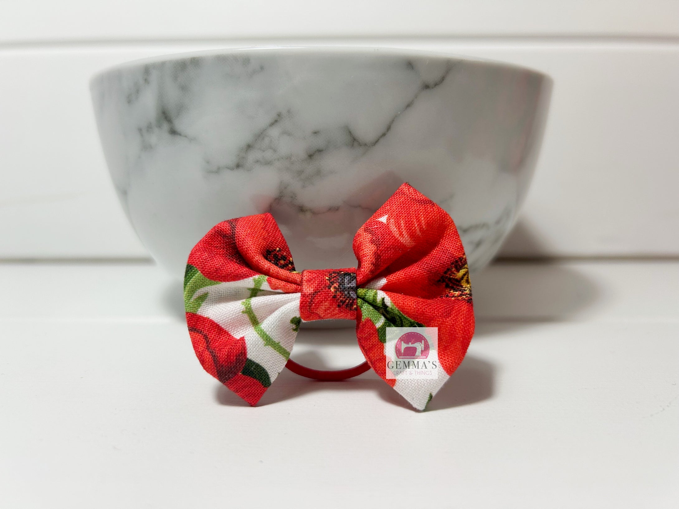 White Poppy Small Bow