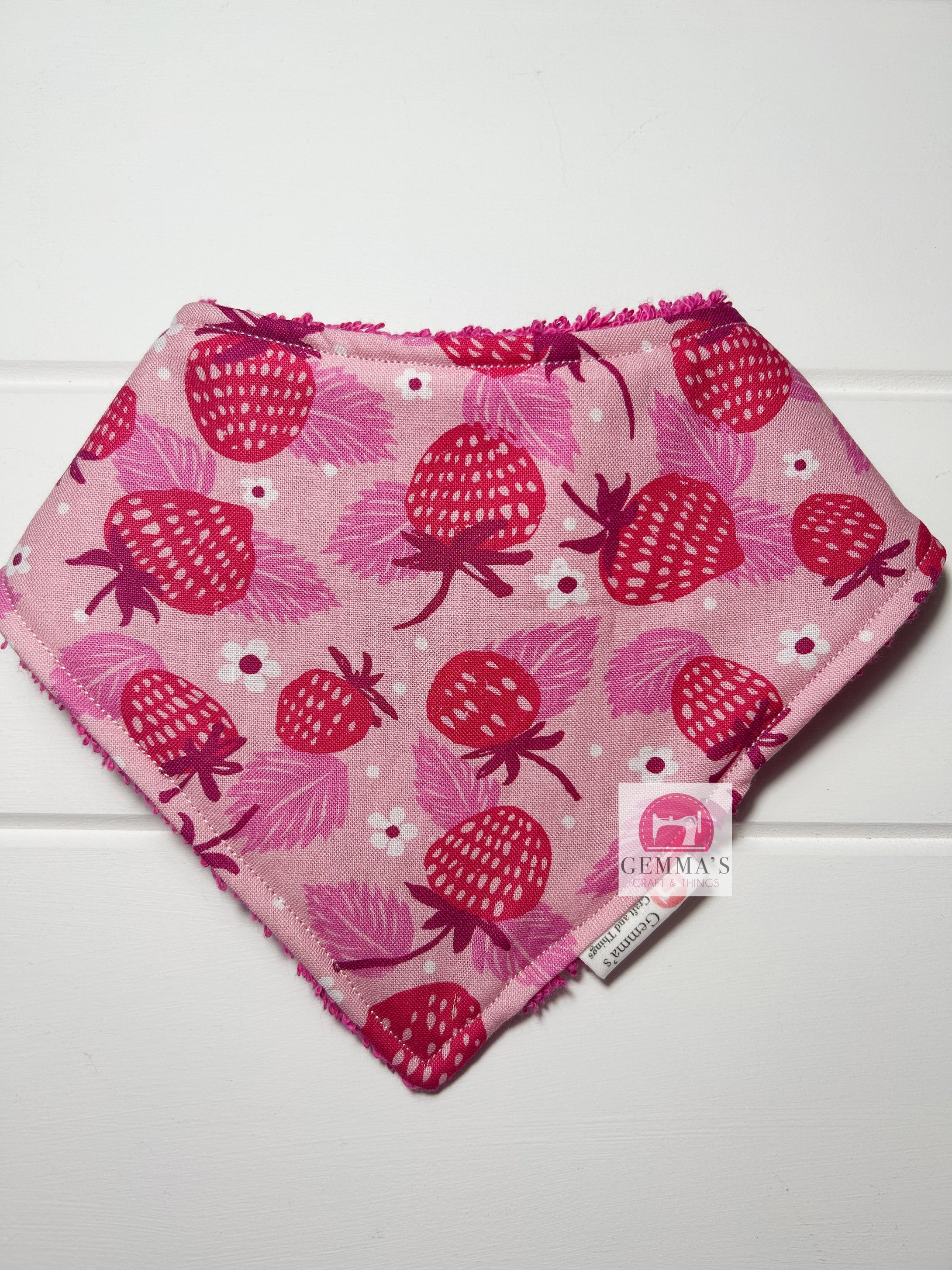 Light Pink Strawberry Bandanna Bib