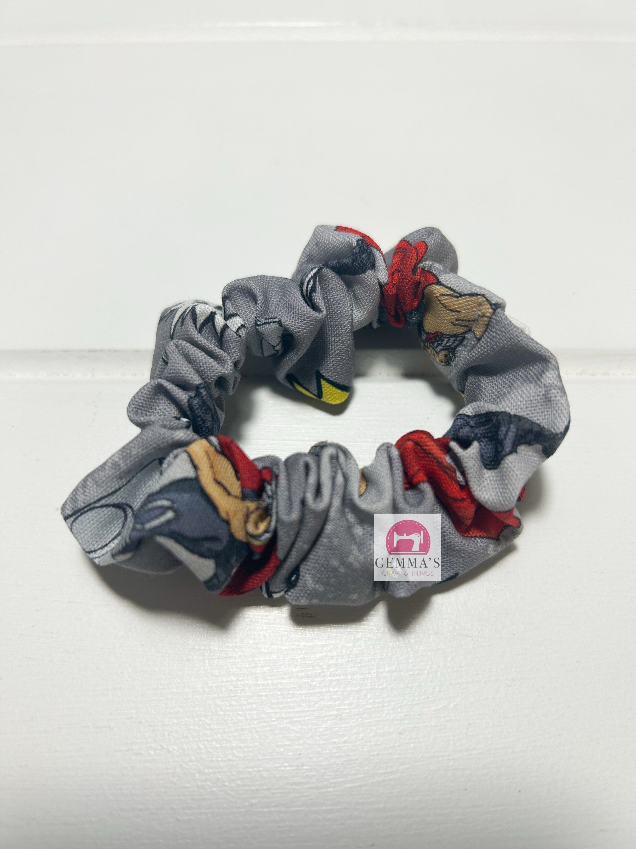 Grey Superhero Mini Scrunchies