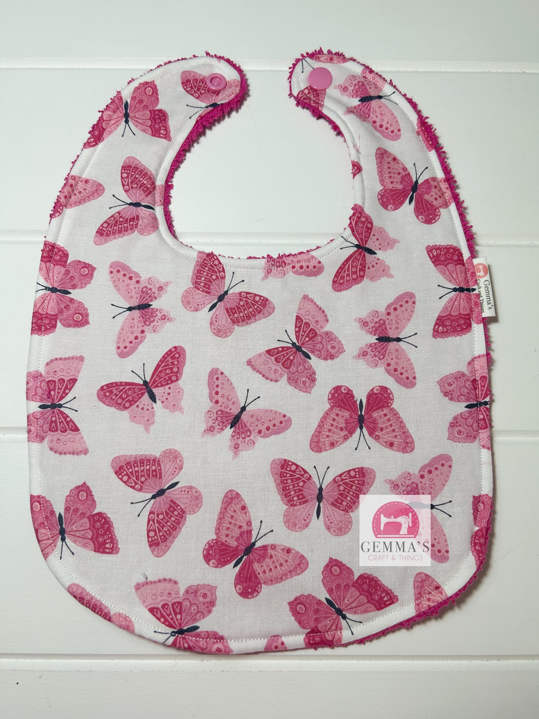 Hot Pink Butterfly Feeding Bib