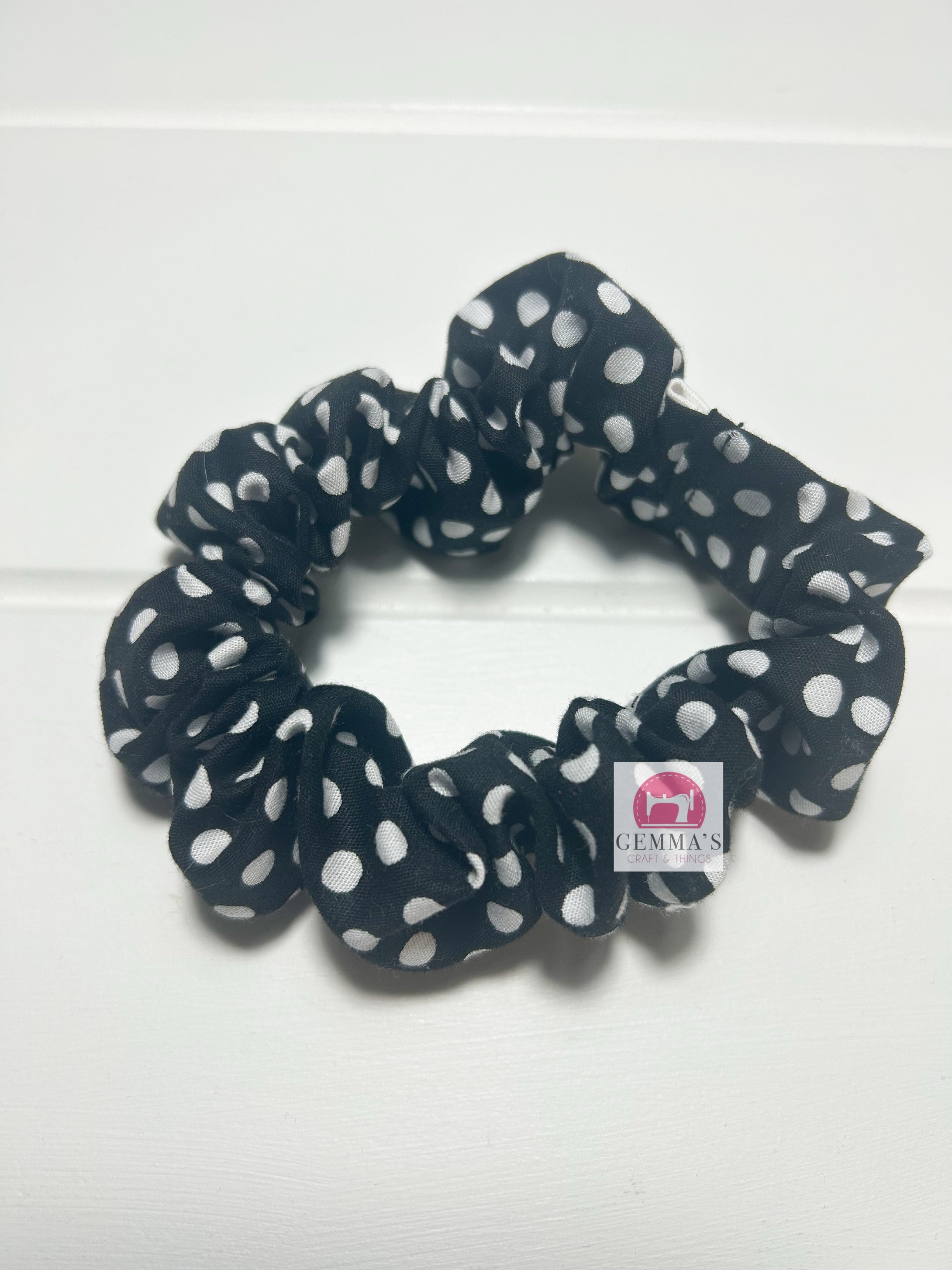 Black Polka Dot Scrunchie