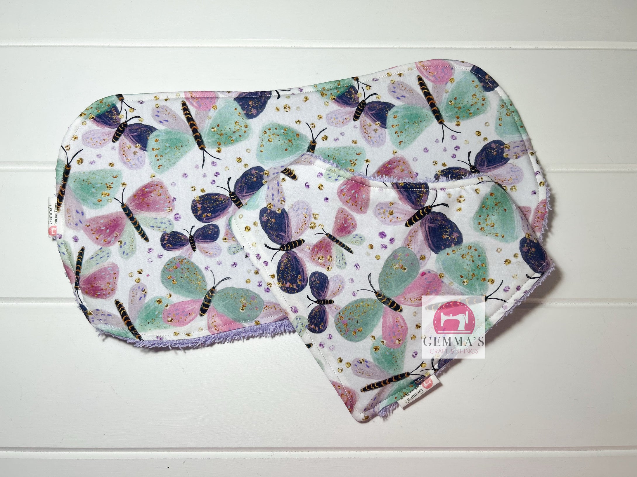 Butterfly Bib and Burp Cloth Set