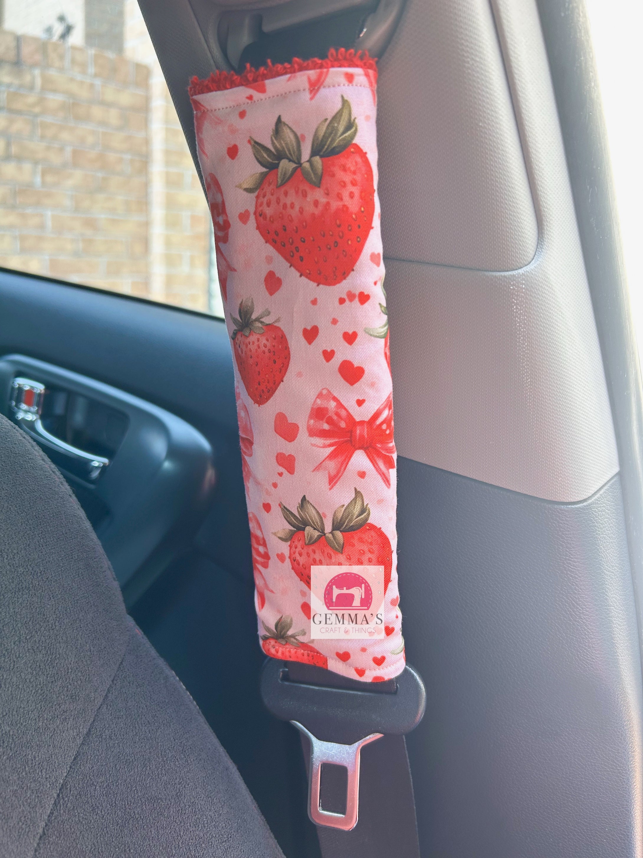 Red Strawberry Seatbelt Cover
