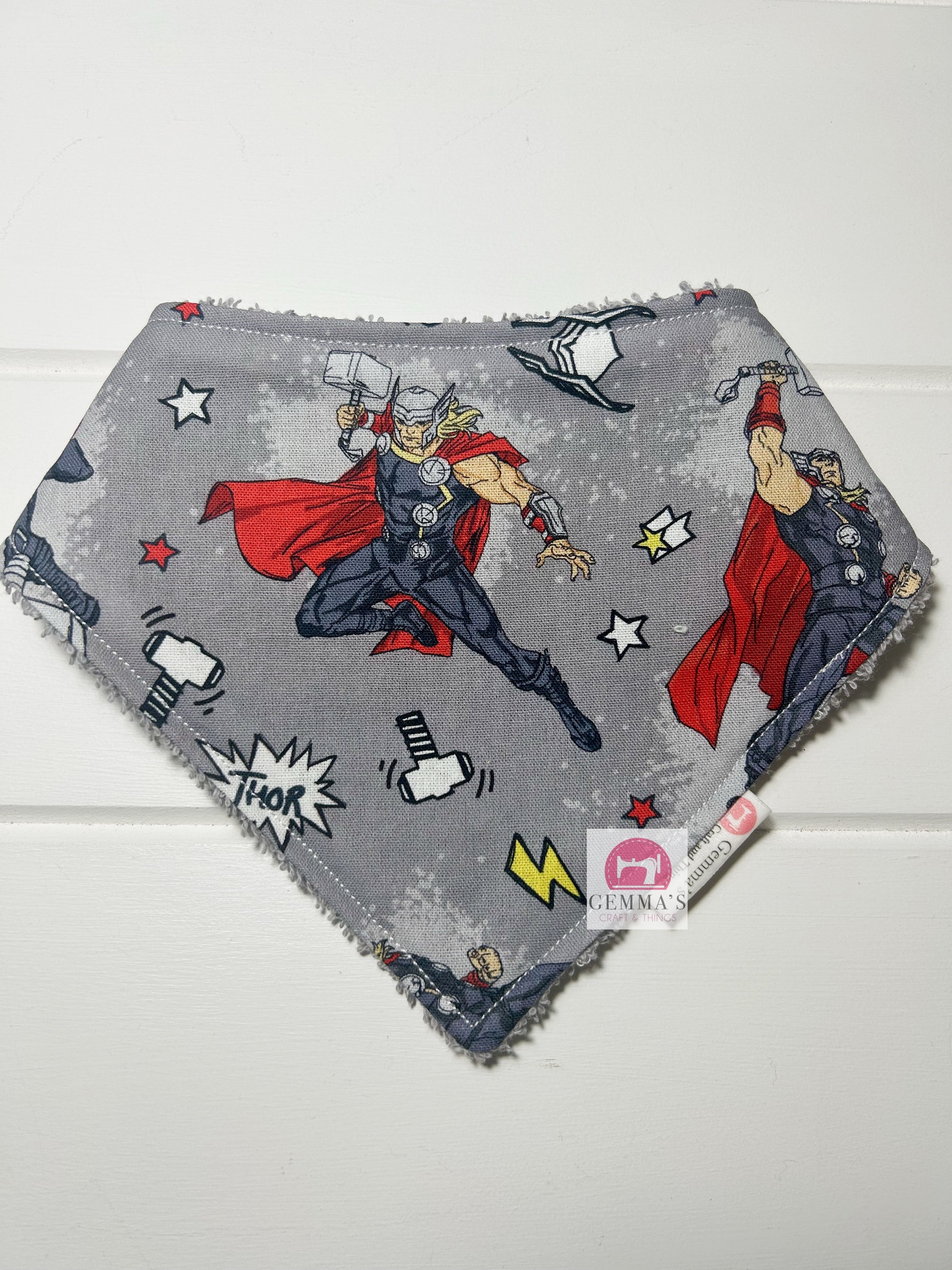 Grey Superhero Bandanna Bib