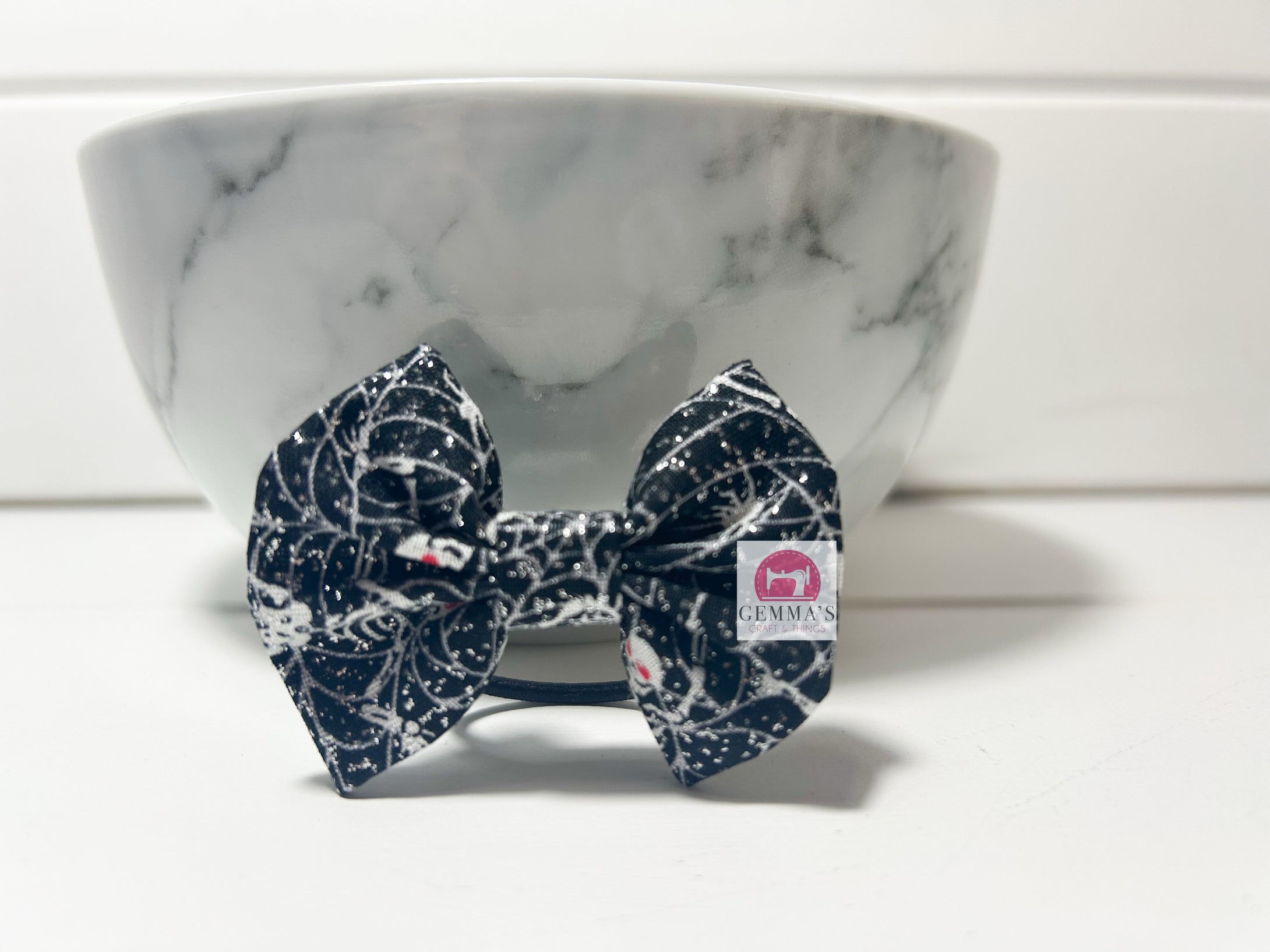 Sparkly Skeleton Small Bow