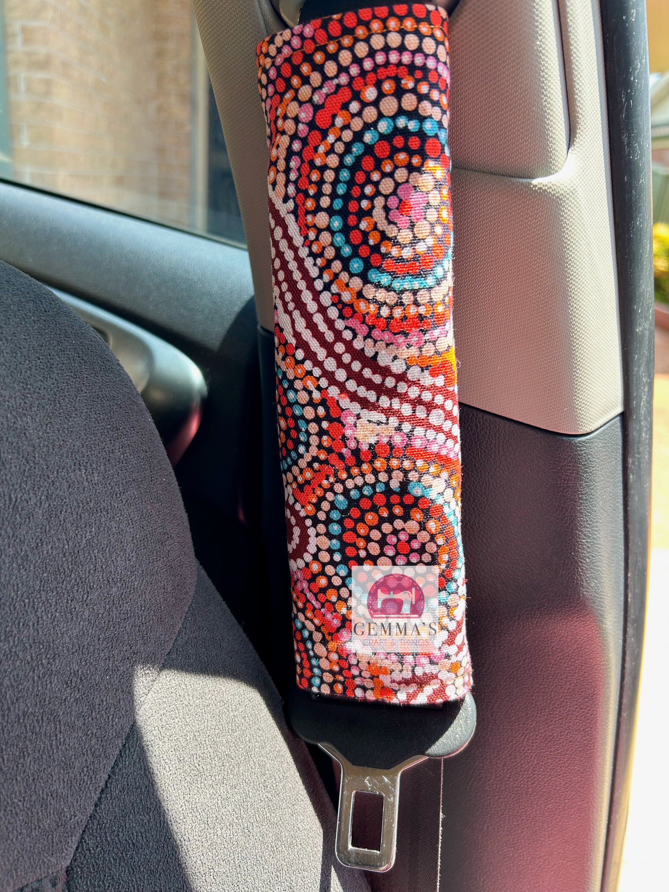 Orange Aboriginal Seatbelt Cover