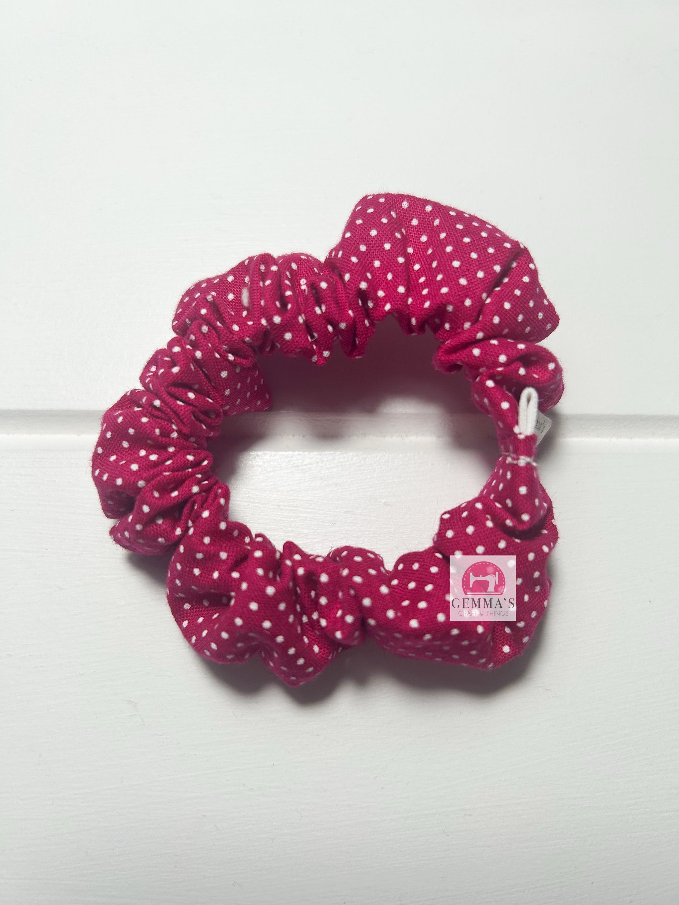 Dark Pink Polka Dot Mini Scrunchies