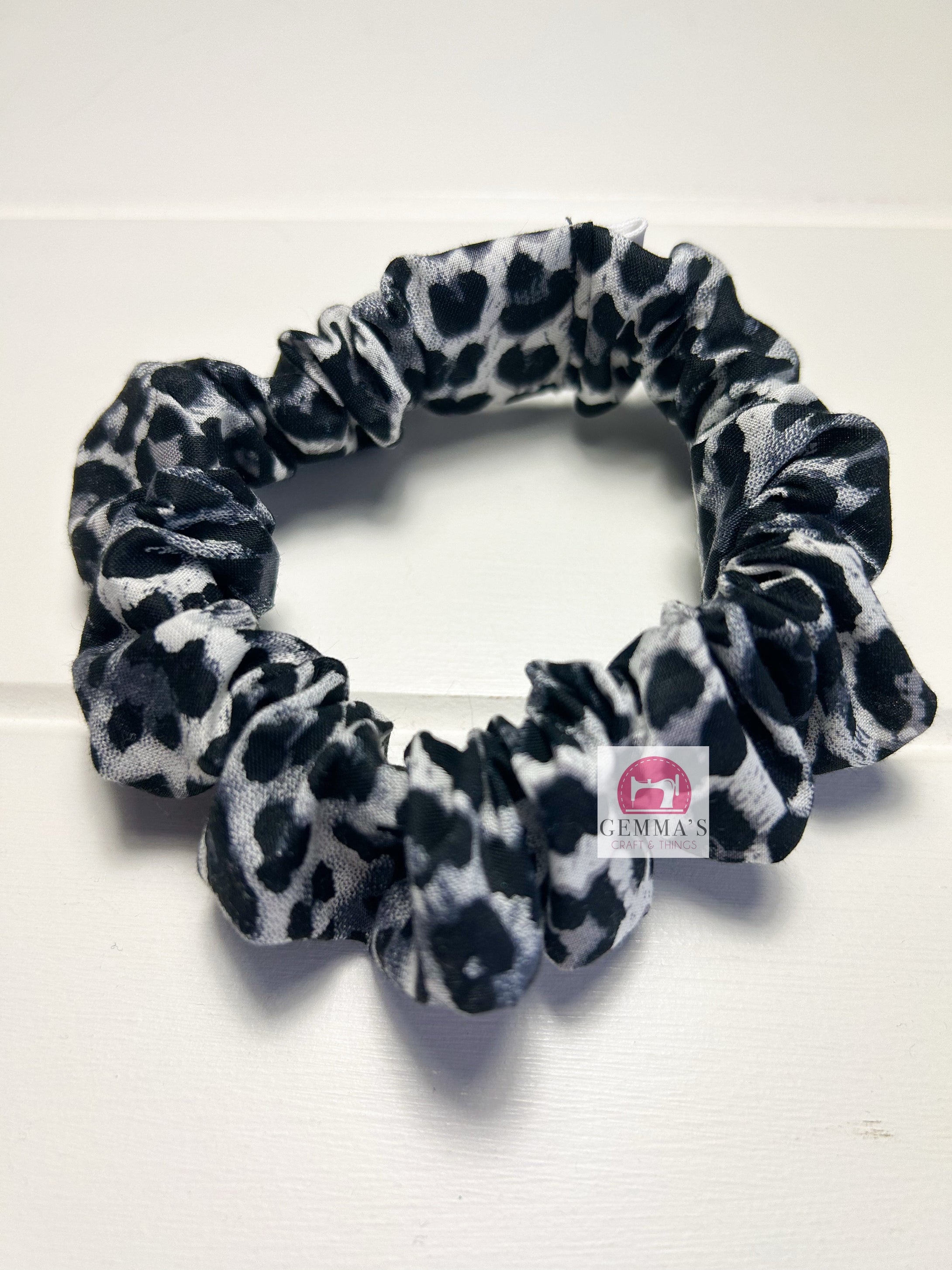 Black Leopard Print Scrunchie