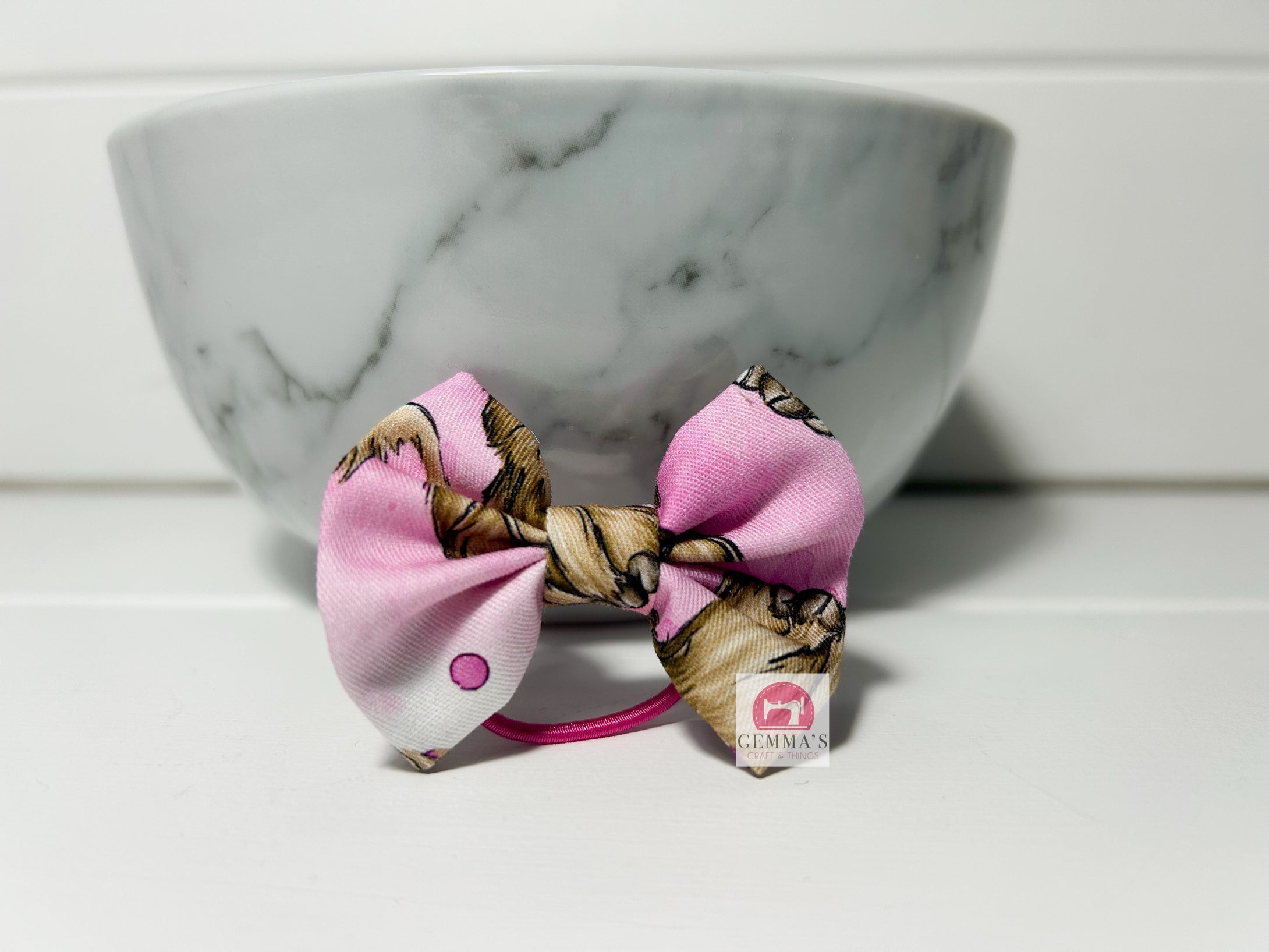 Hot Pink Watercolour Highland Cow Small Bow