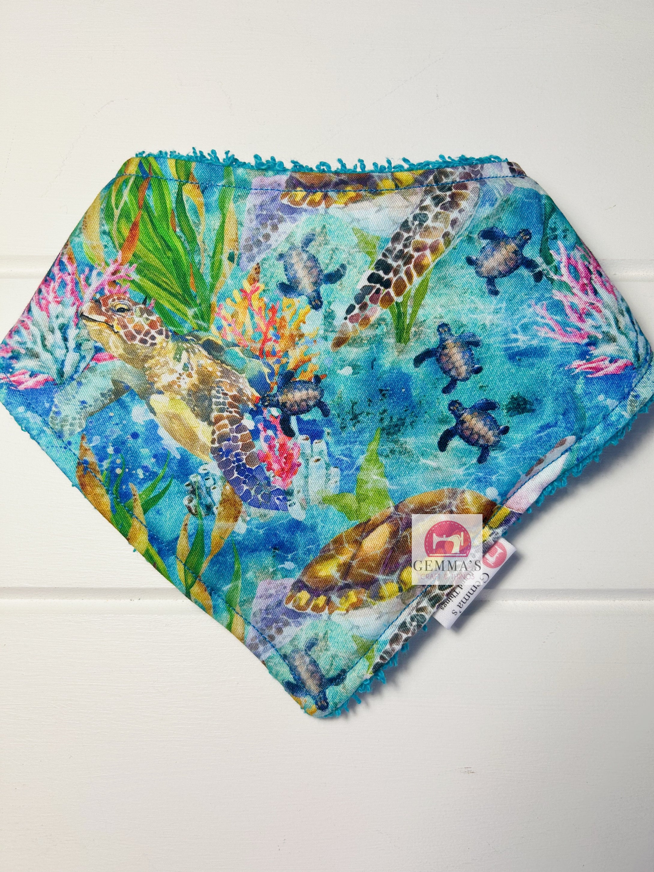 Aqua Turtle Bandanna Bib