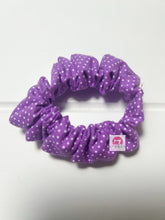 Load image into Gallery viewer, Purple Polka Dot Mini Scrunchies
