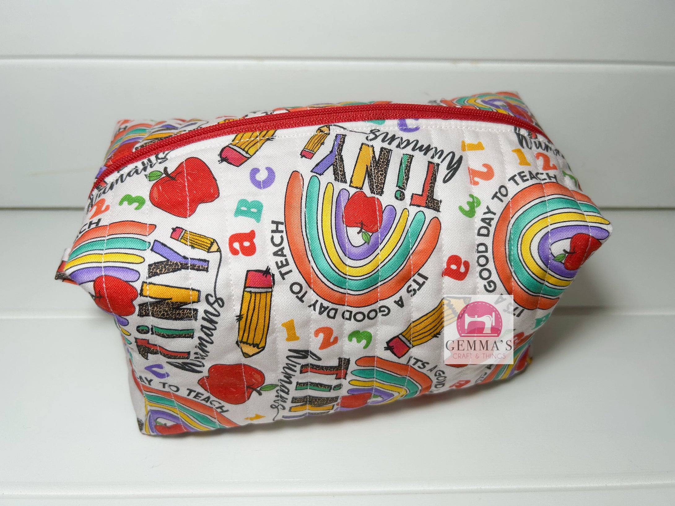 Rainbow Teacher Quilted Pouch