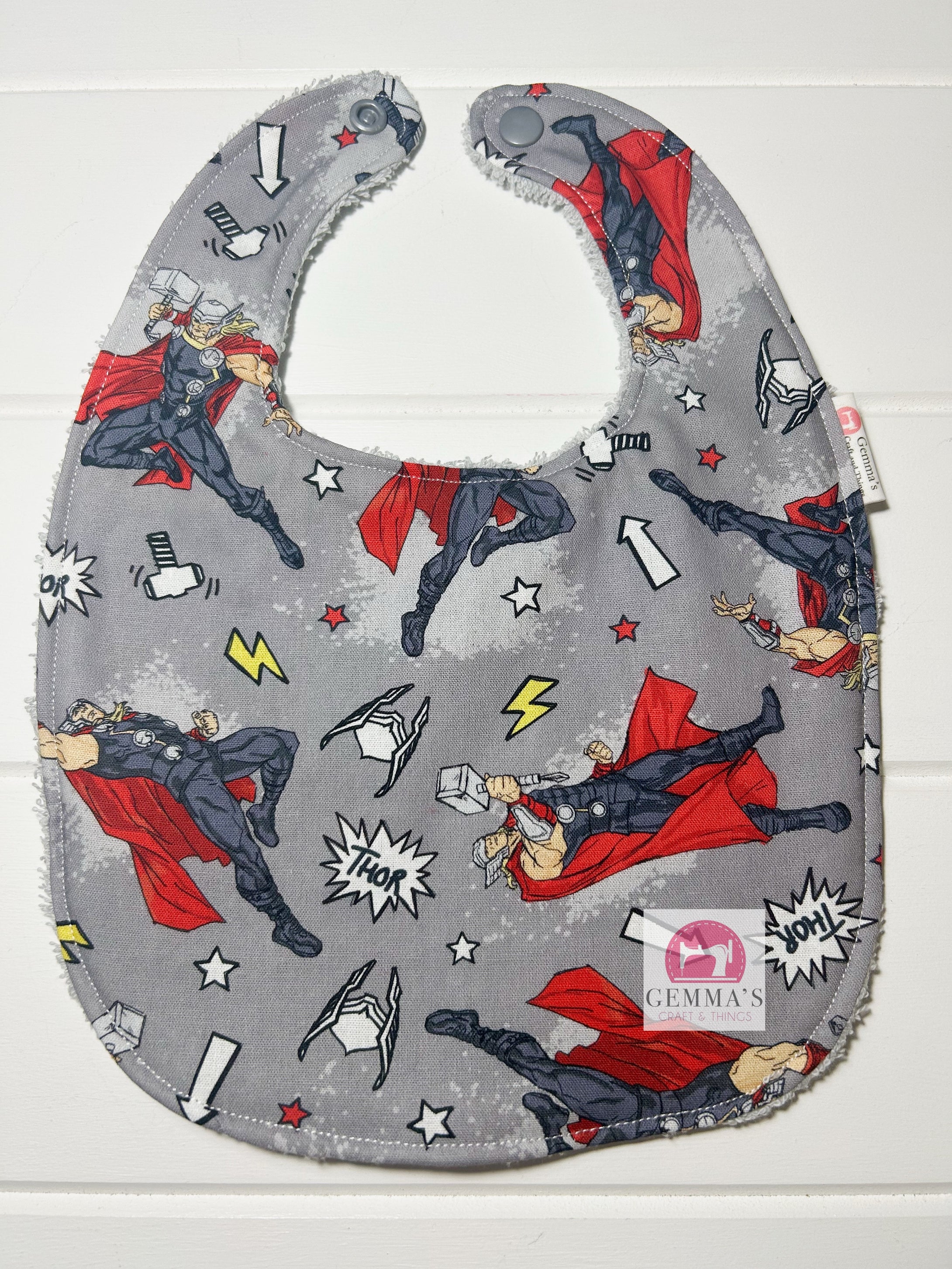 Grey Superhero Feeding Bib