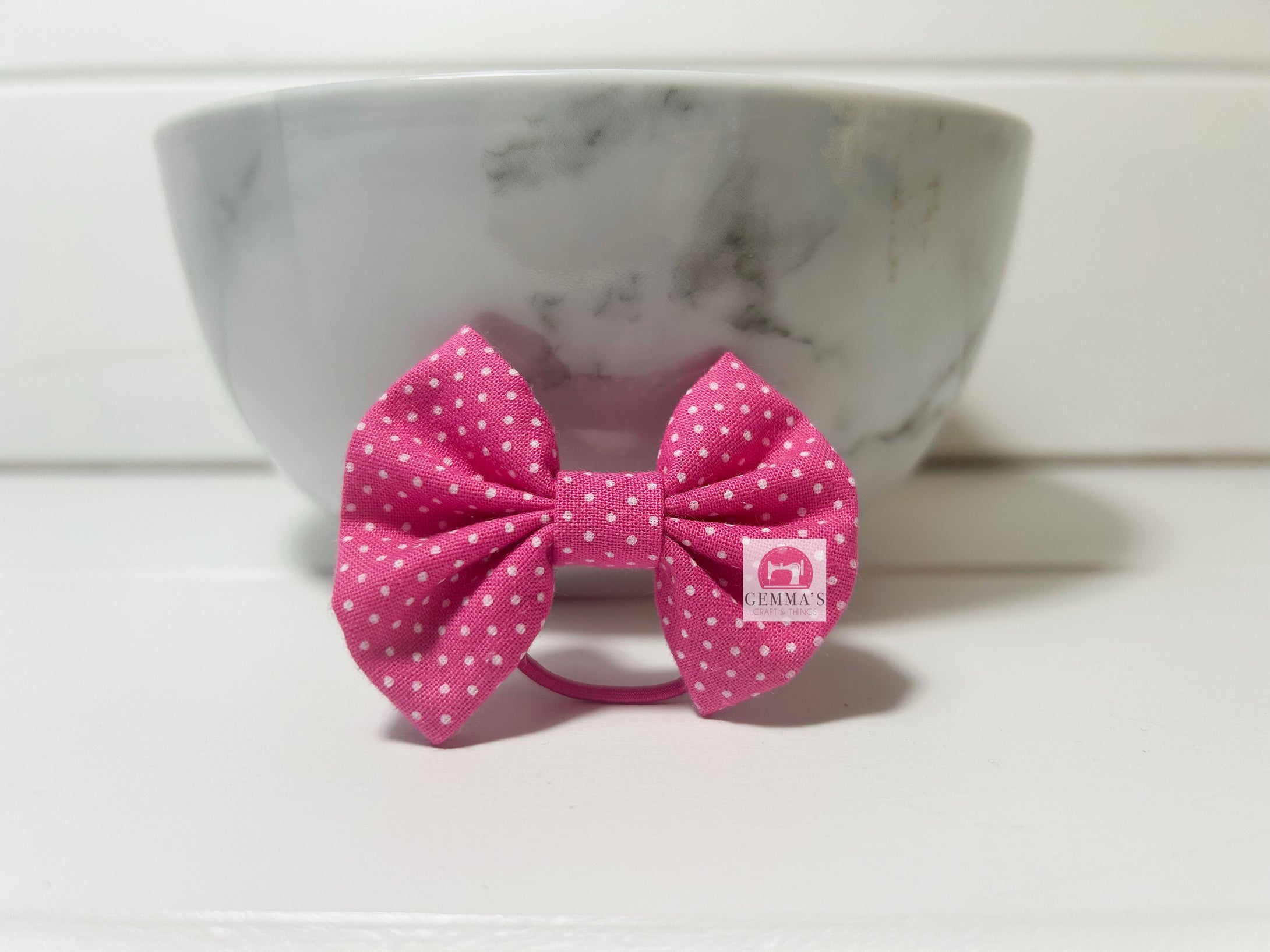 Hot Pink Polka Dot Small Bow