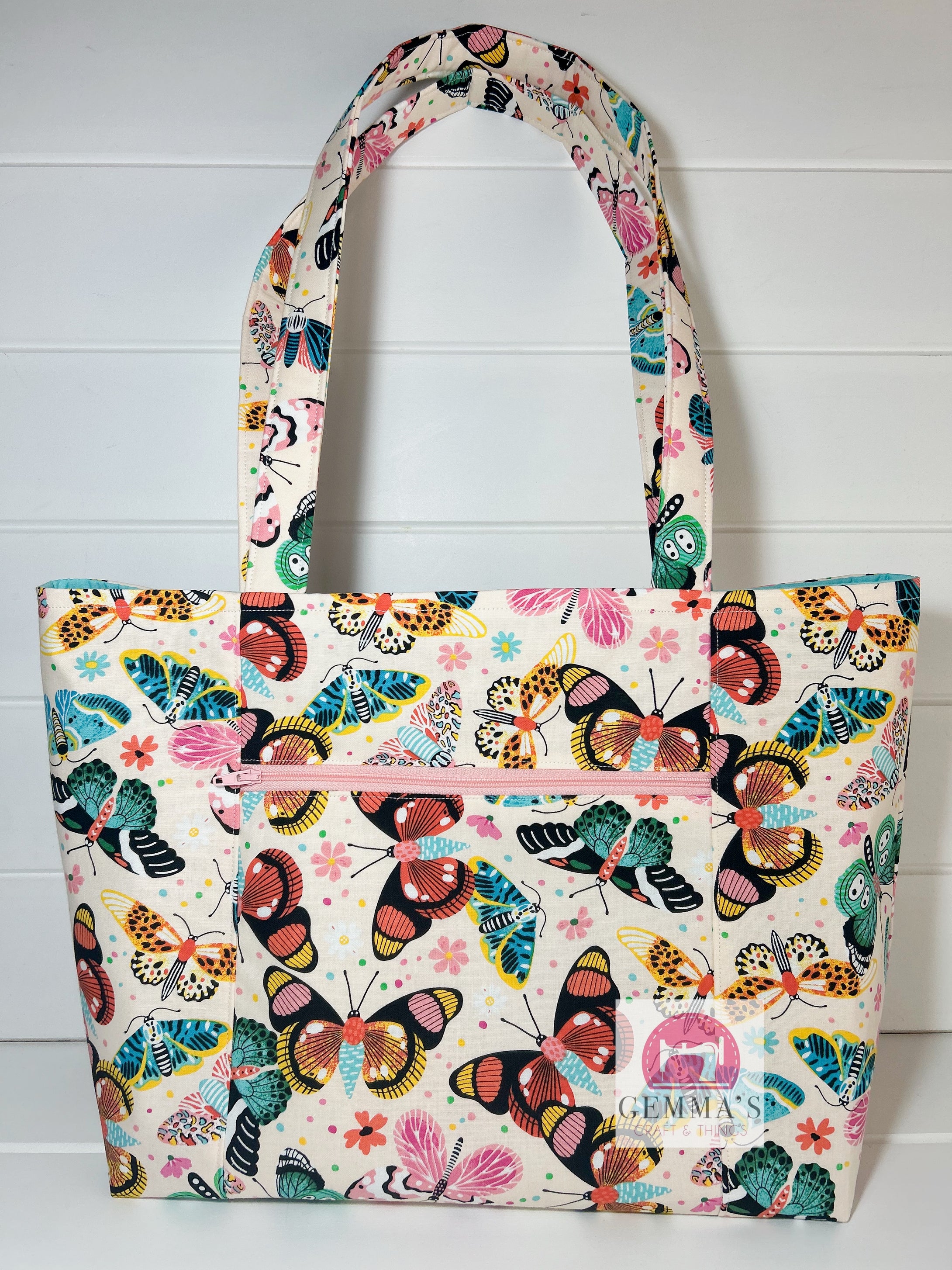 Pink Rainbow Butterfly Tote Bag