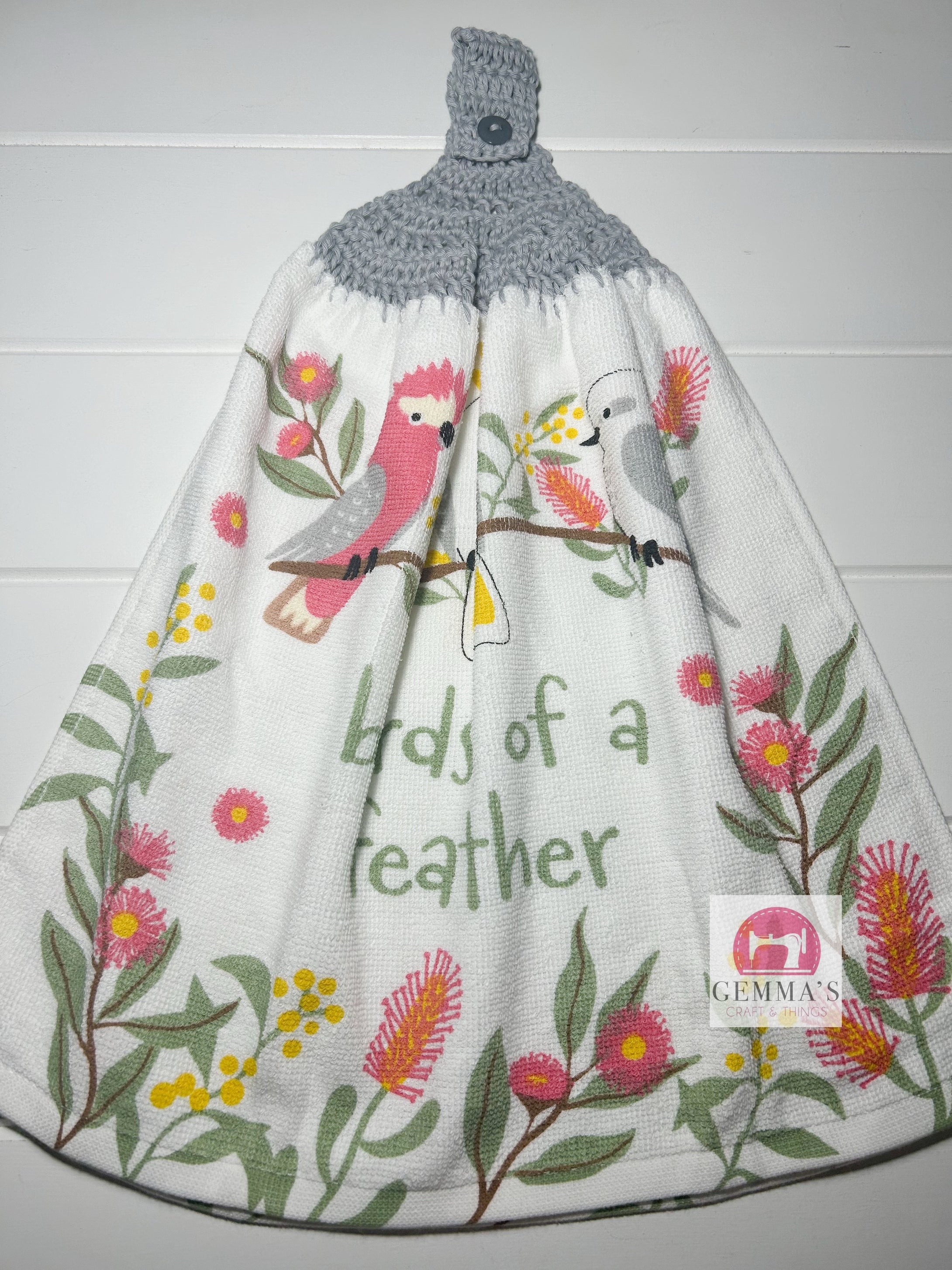 Grey Birds of a Feather Tea Towel