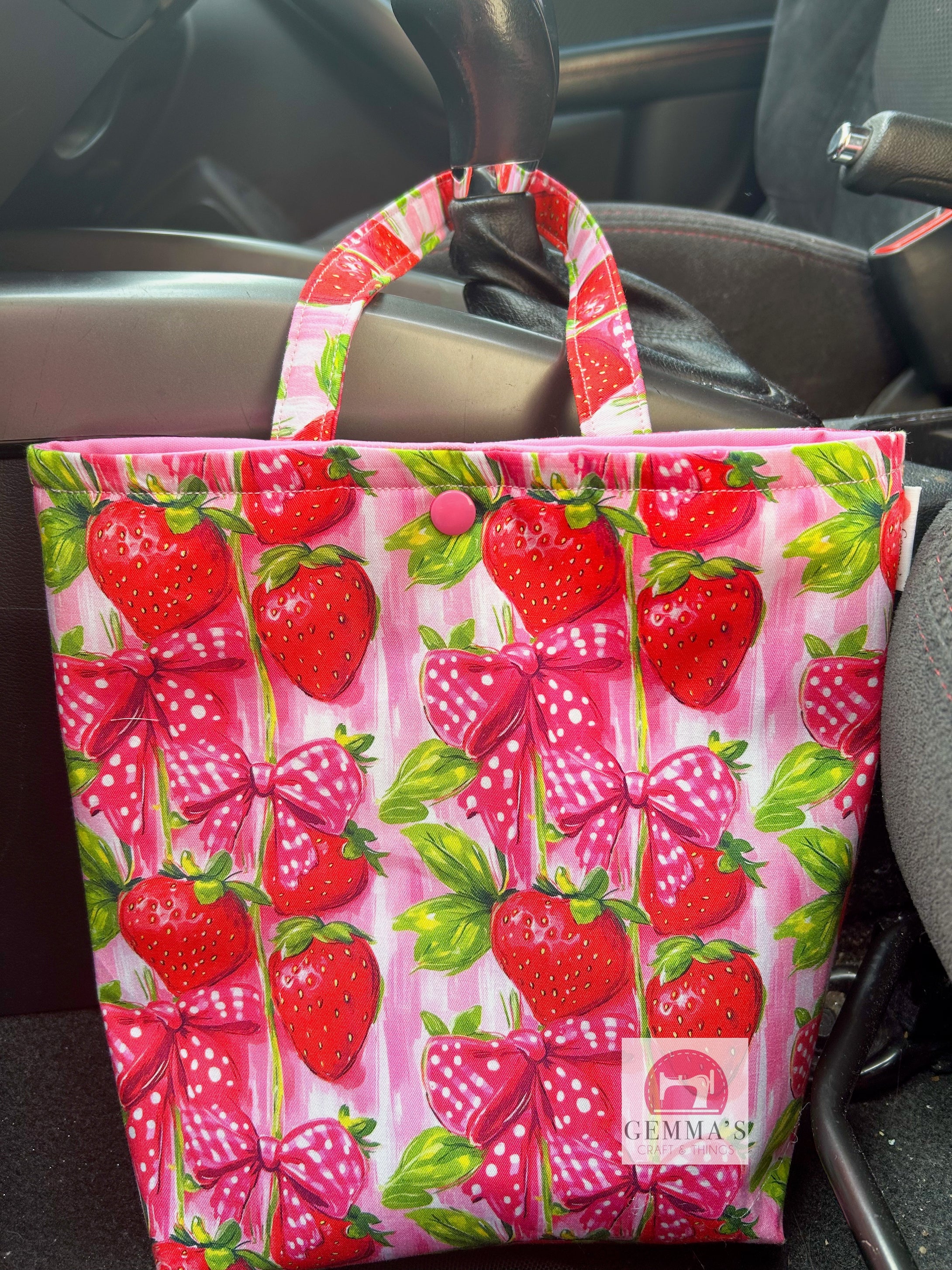 Pink Strawberry Car Bin Bag