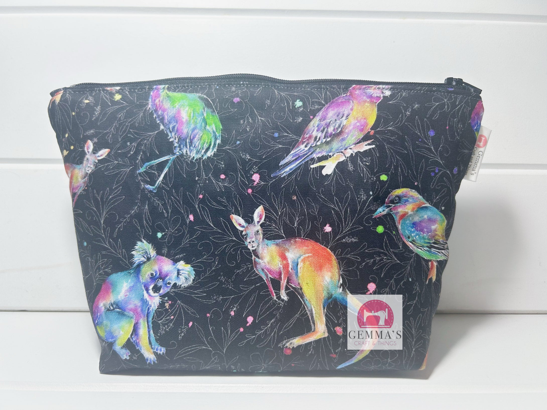 Black Aussie Animal Zip Up Pouch