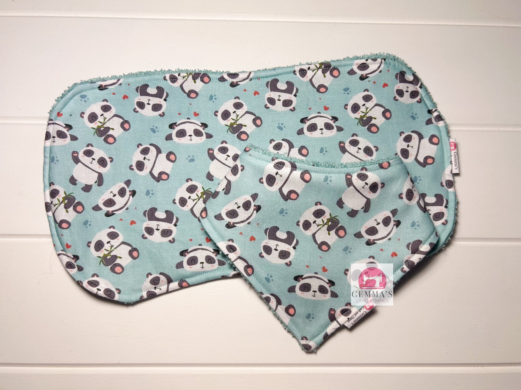 Panda Bib and Burp Cloth Set