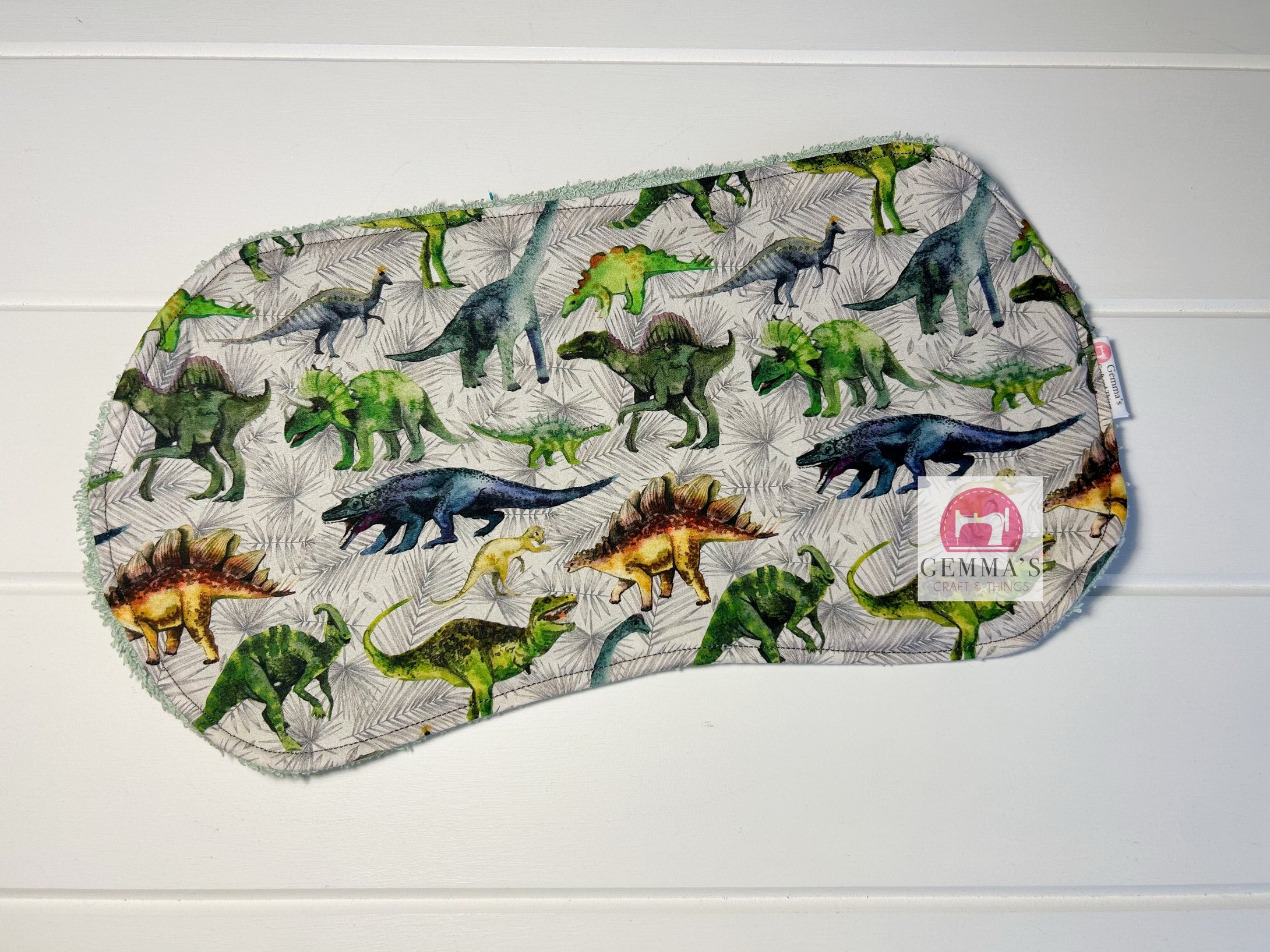 Grey Dinosaur Burp Cloth