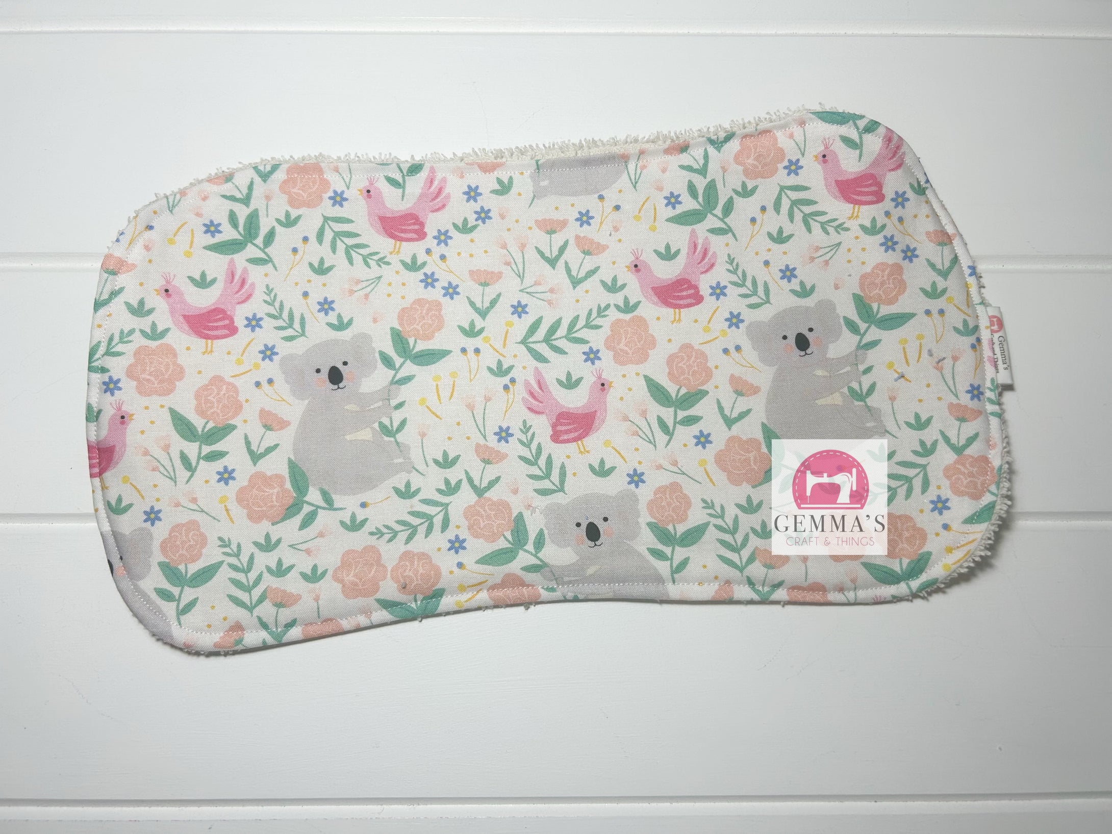 Floral Koala Burp Cloth